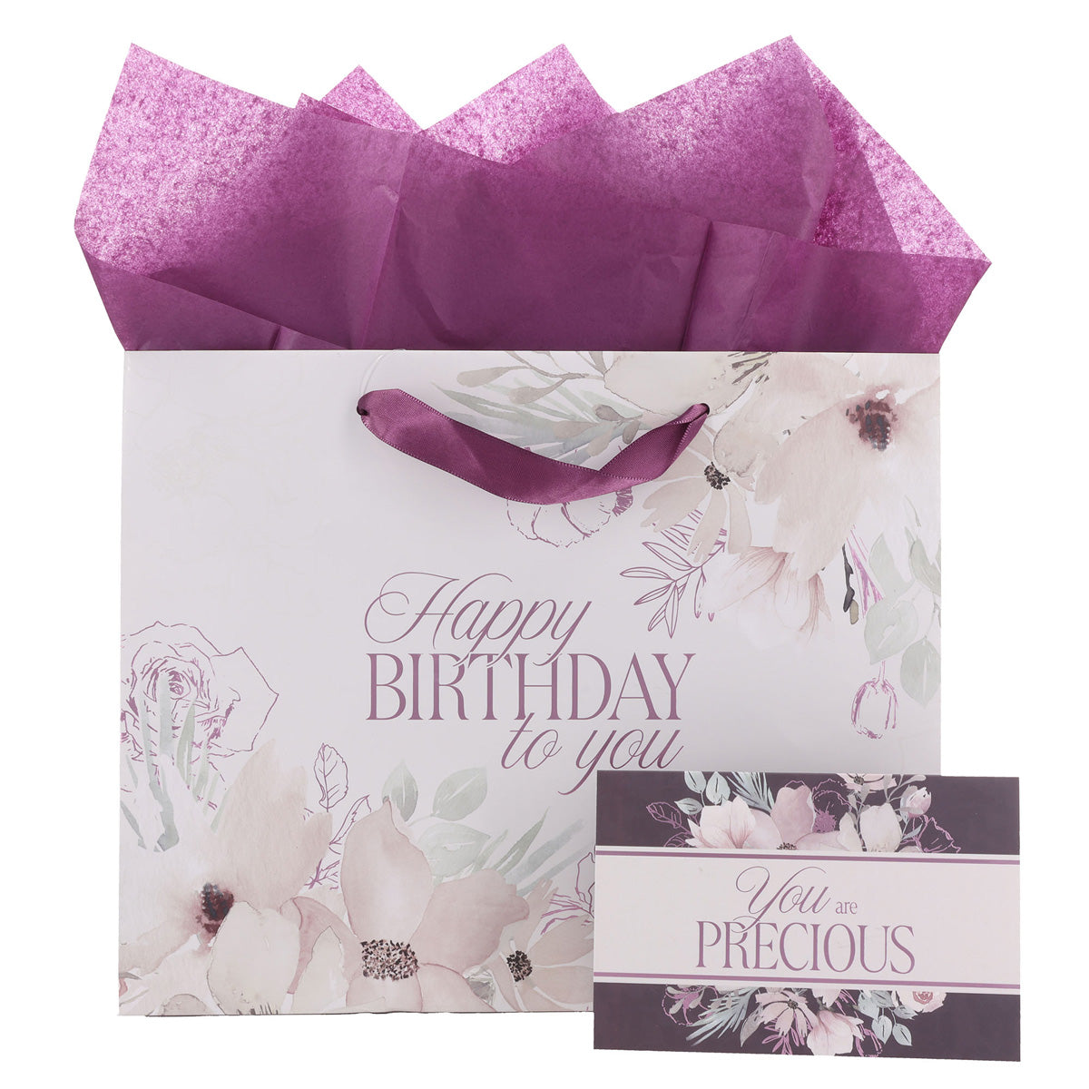 Happy Birthday to You Large Floral Landscape Gift Bag with Card