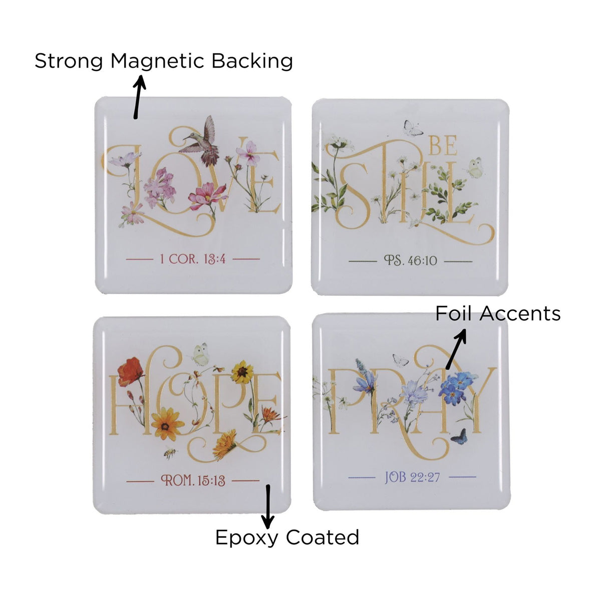Love Hope Pray Be Still Four-Piece Magnetic Set