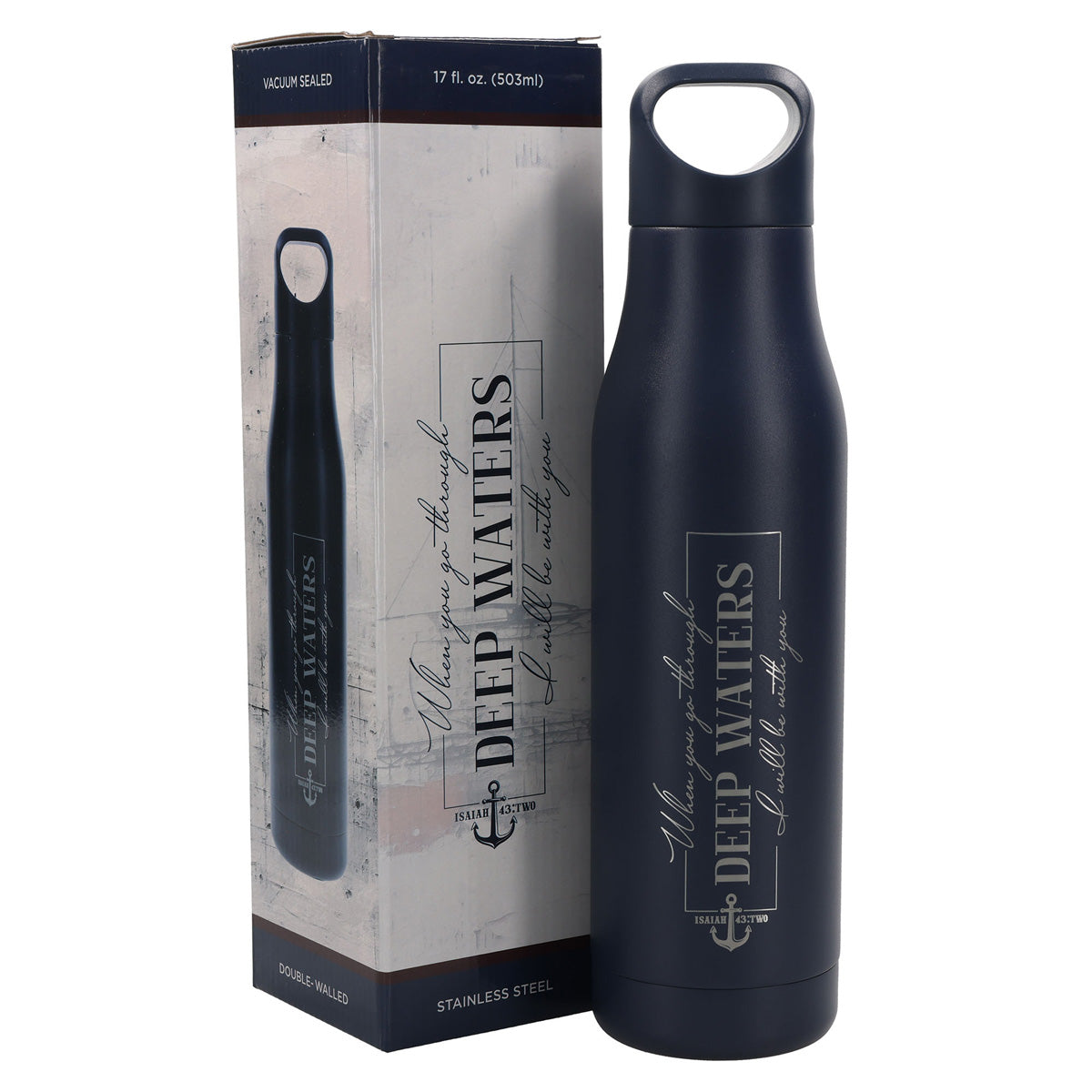 When You Go Through Deep Waters I Will Be With You Stainless Steel Water Bottle