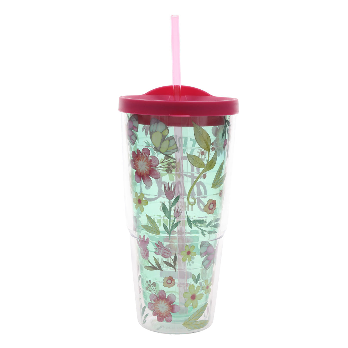 Be Truly Glad Plastic Travel Tumbler with Lid and Straw