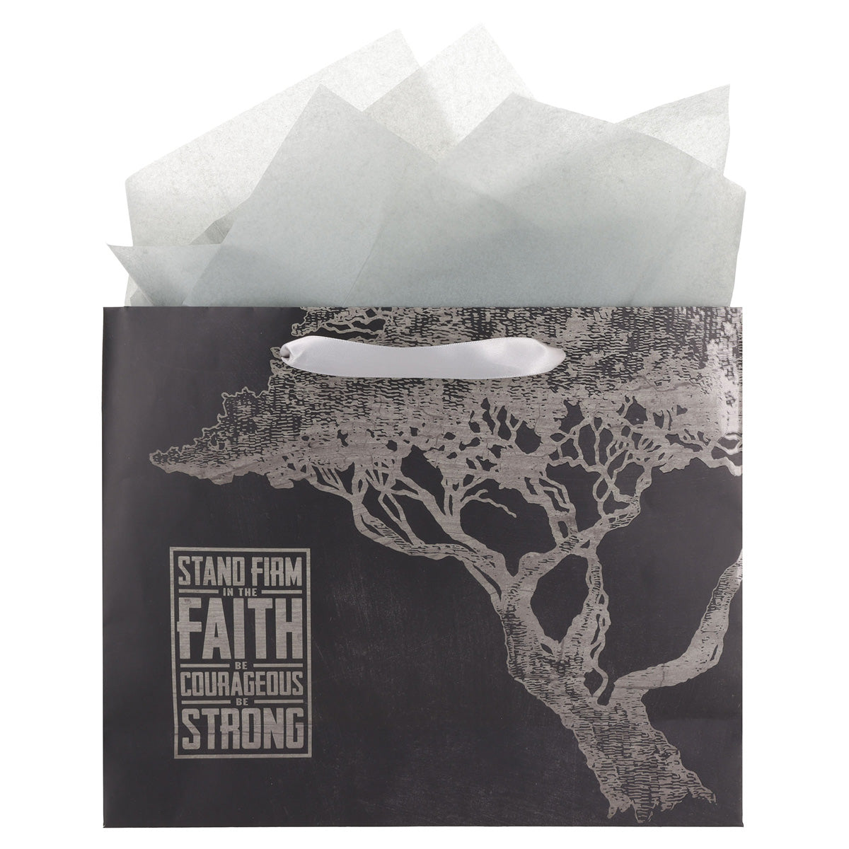 Stand Firm in the Faith, Be Courageous, Be Strong Large Landscape Gift Bag with Gift Tag