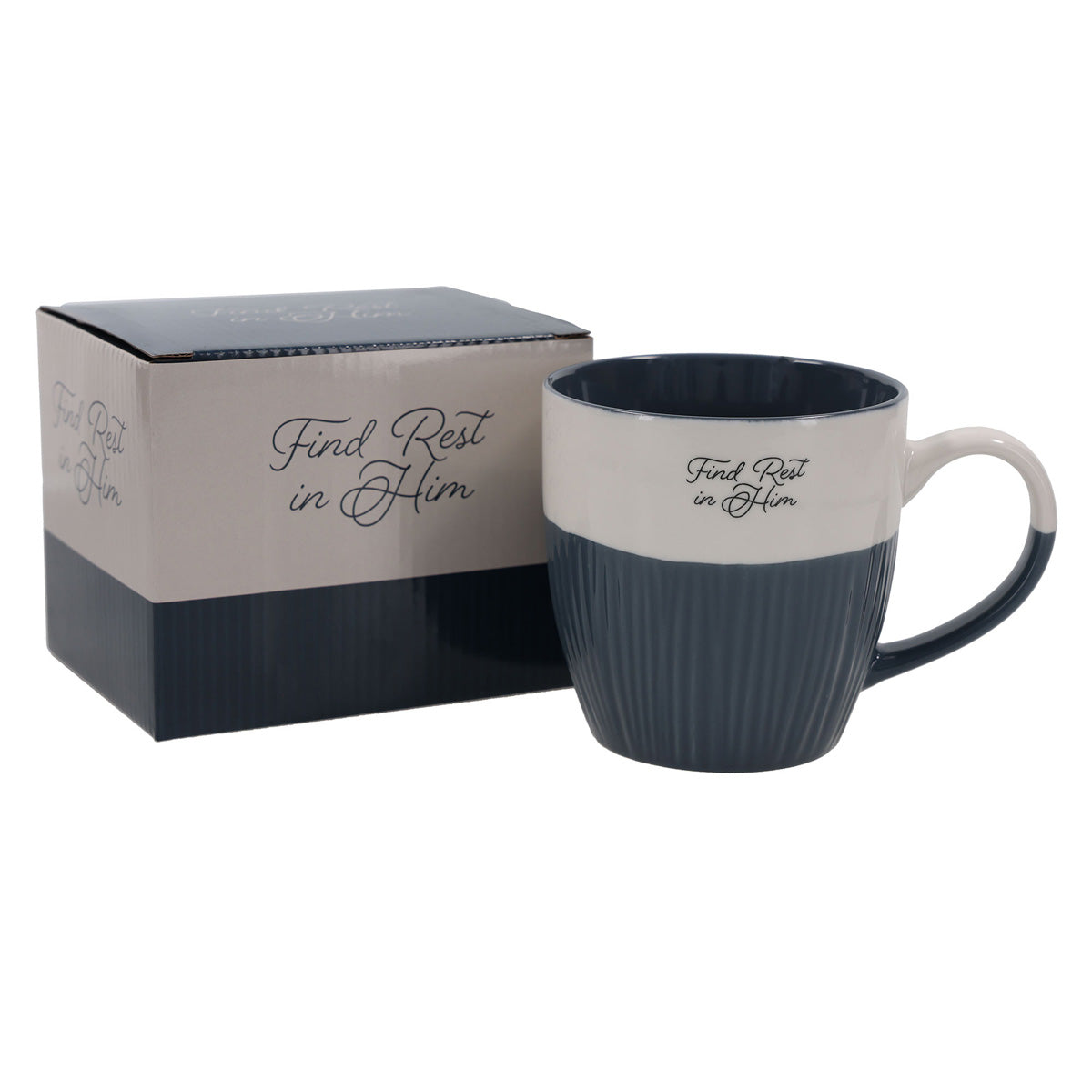 Find Rest in Him Blue Ceramic Mug