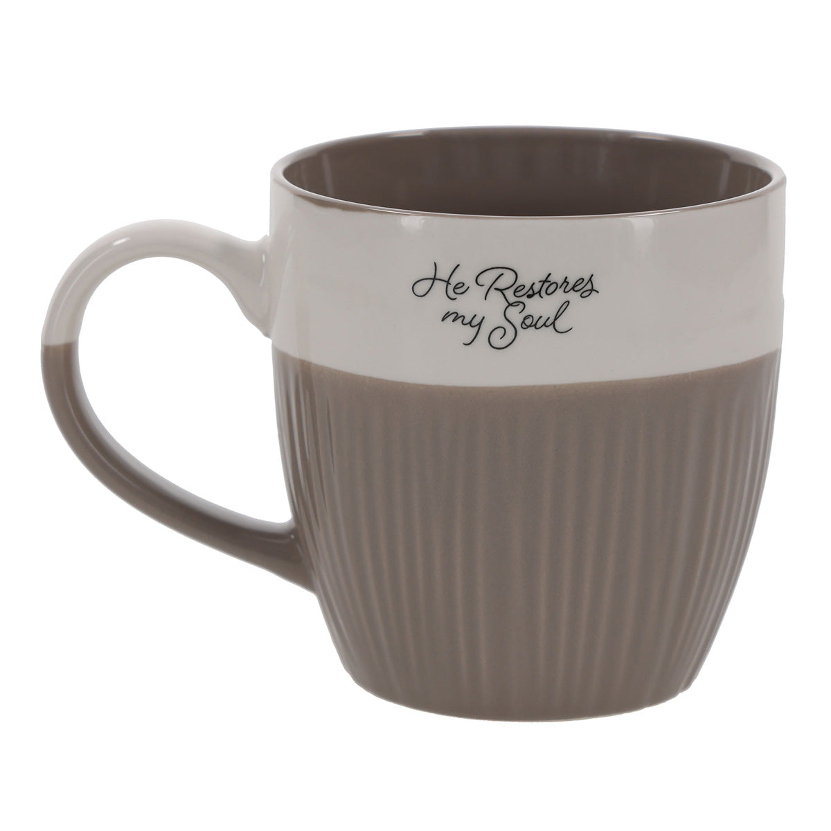 He Restores My Soul Taupe Ceramic Mug