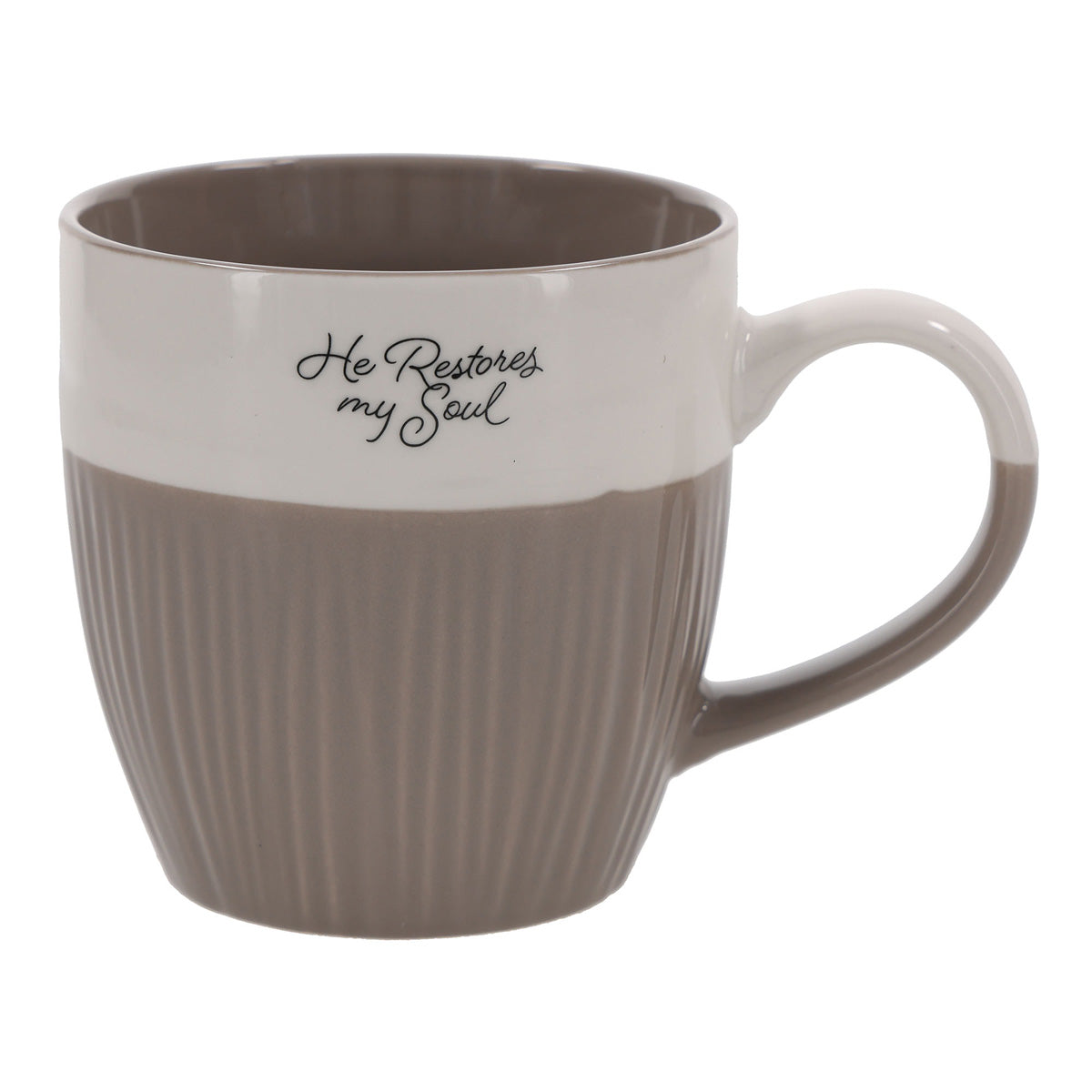 He Restores My Soul Taupe Ceramic Mug