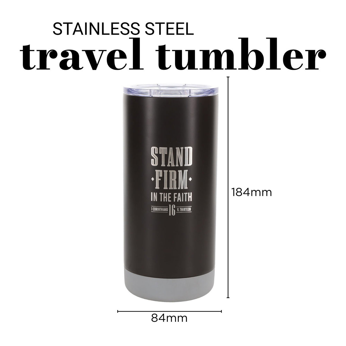 Travel Mug - Stand Firm in the Faith (Stainless Steel, Brown)