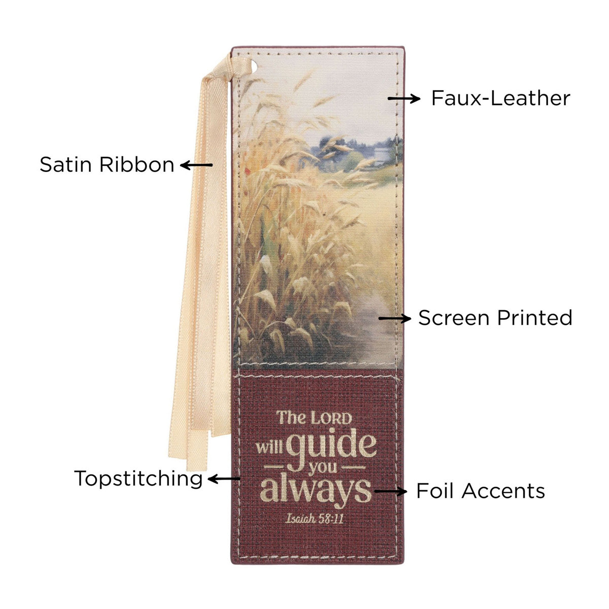 The Lord Will Guide You Always Faux Leather Bookmark