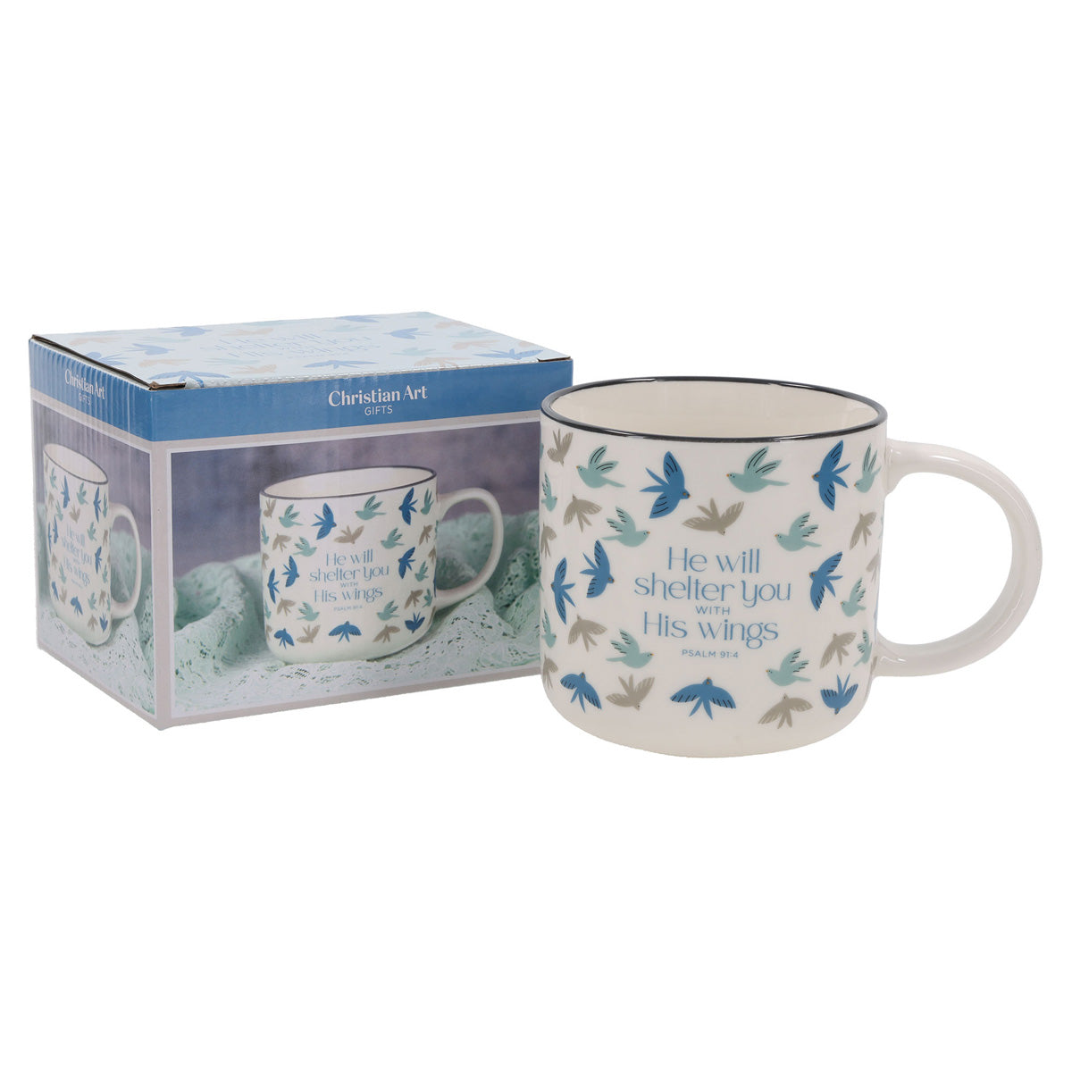 He Will Shelter You with His Wings Ceramic Mug