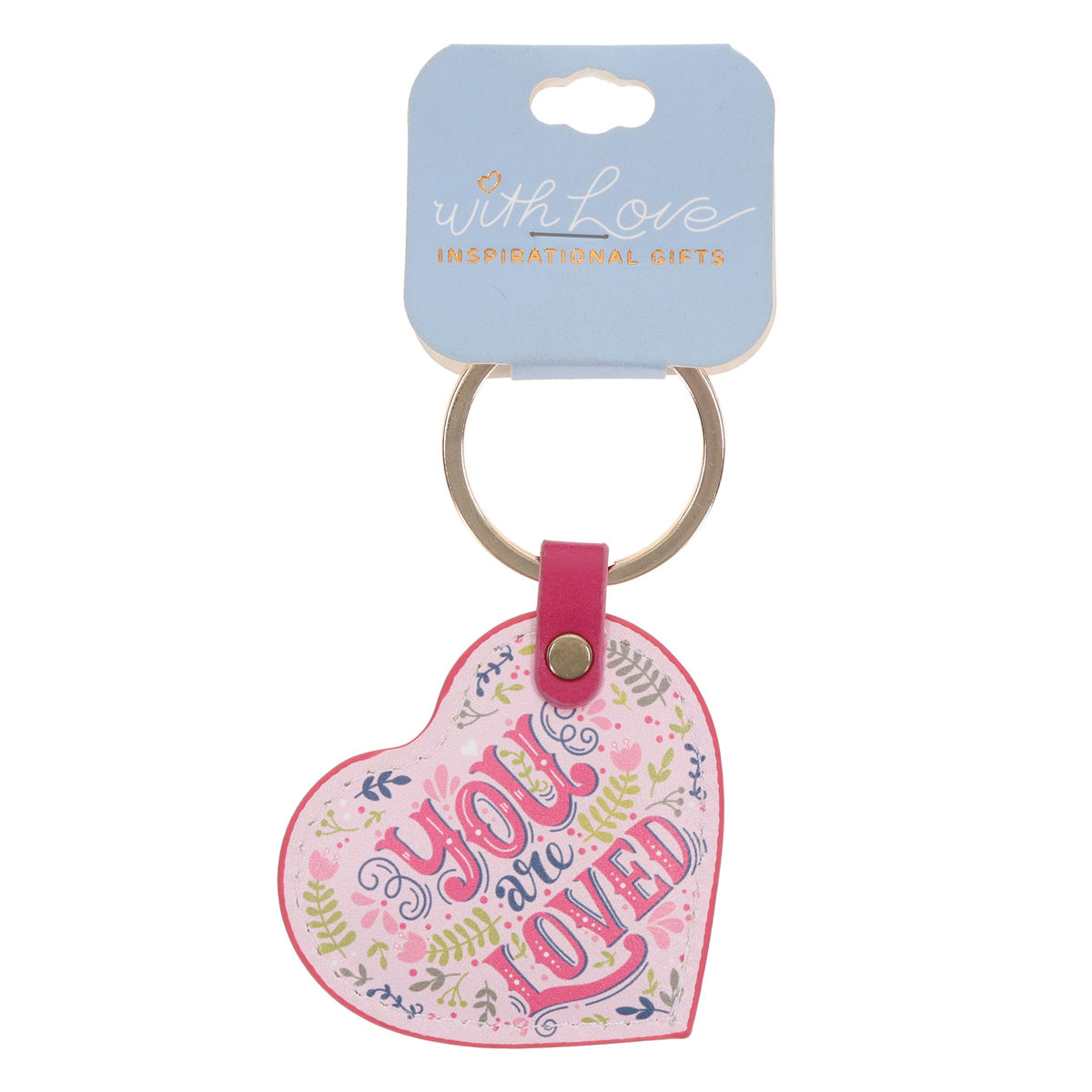 You Are Loved Heart Shaped Faux Leather Keychain