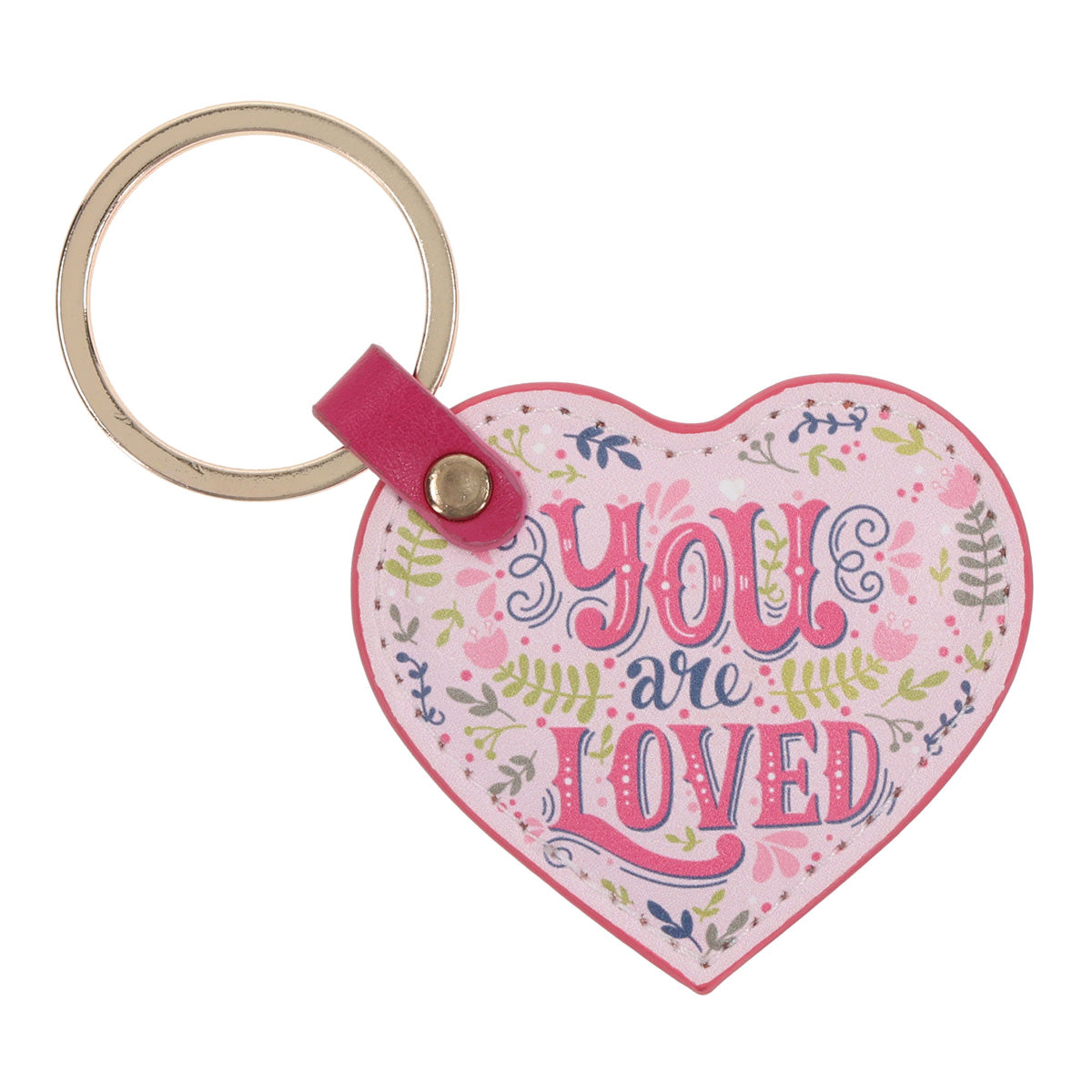 You Are Loved Heart Shaped Faux Leather Keychain