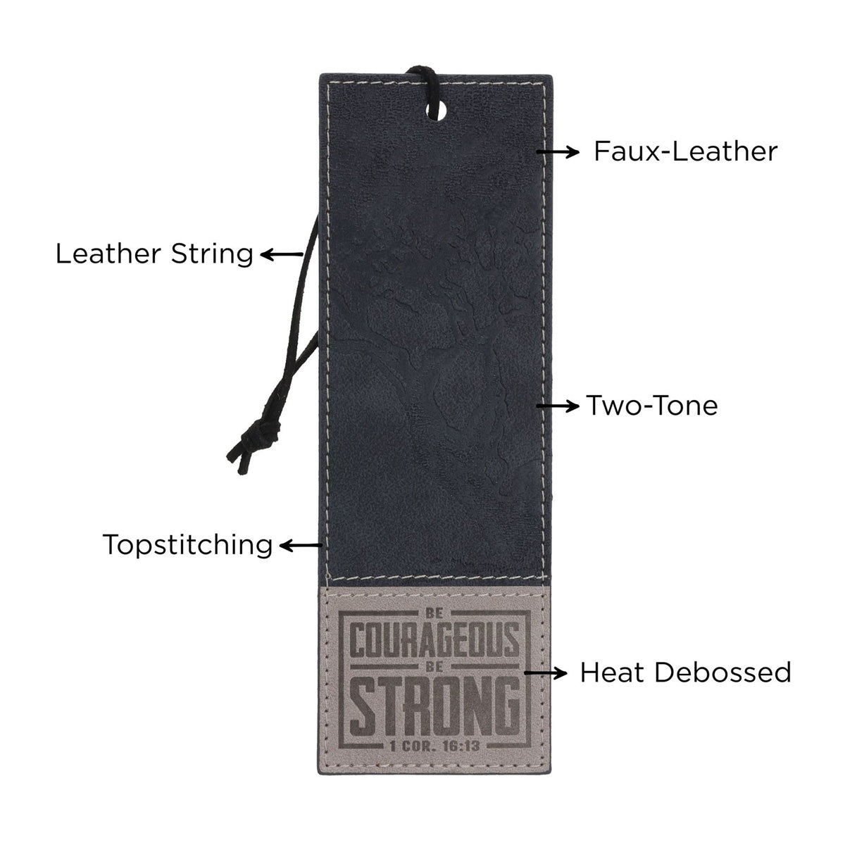 Be Courageous, Be Strong Faux Leather Bookmark