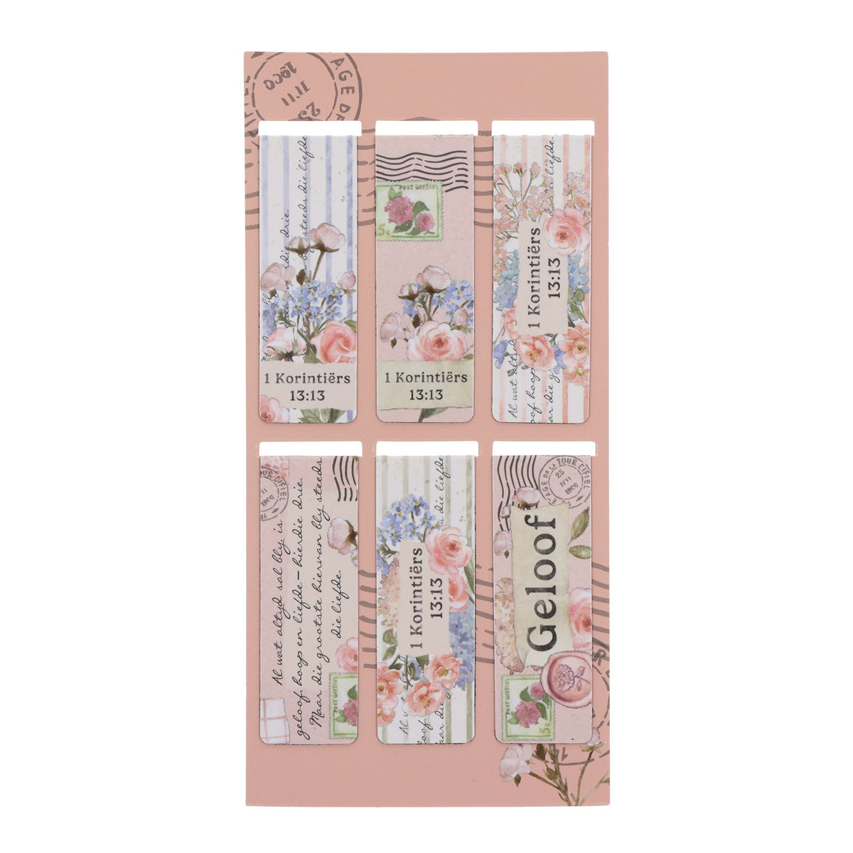 Geloof, Hoop en Liefde Afrikaans Six-Piece Magnetic Bookmark Set