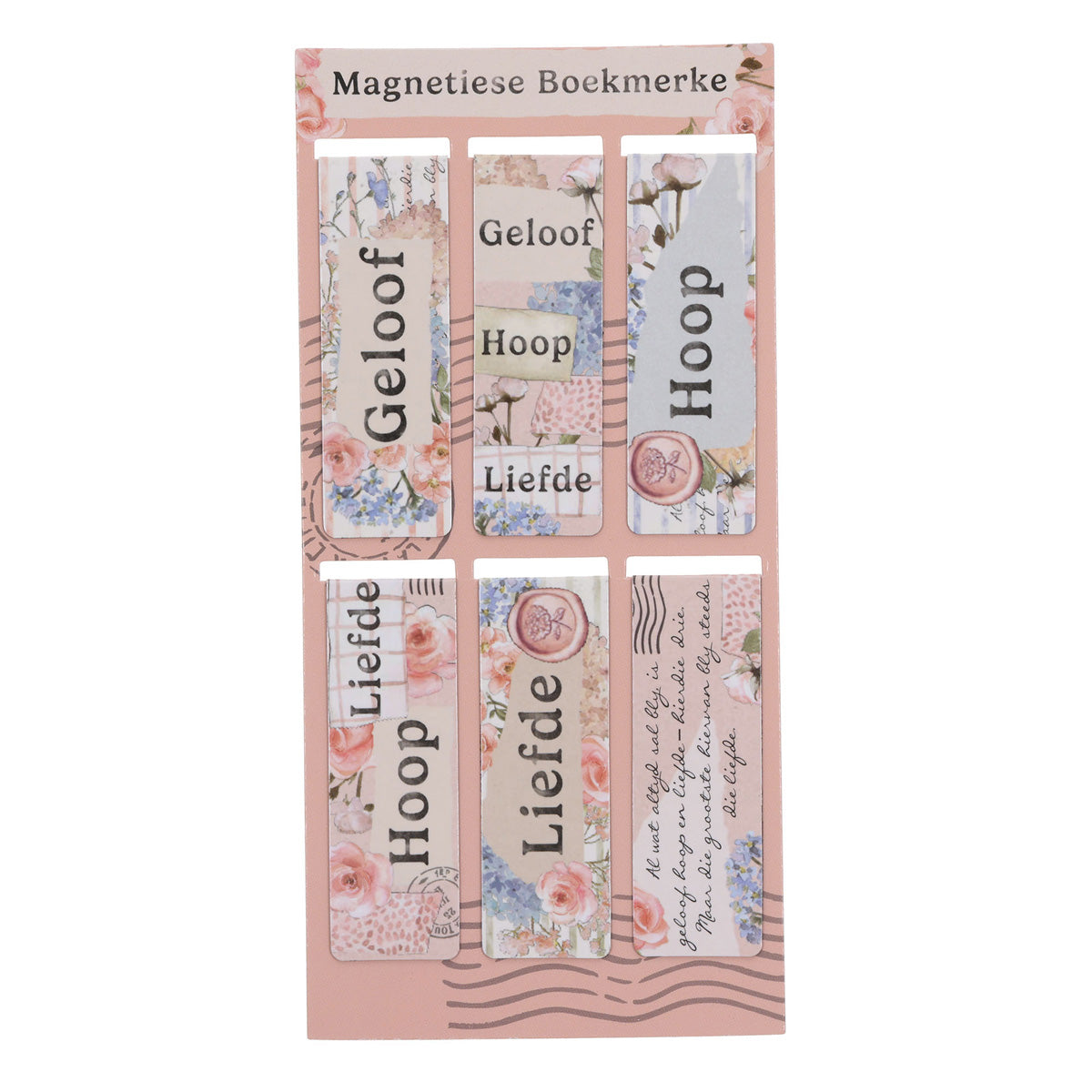 Geloof, Hoop en Liefde Afrikaans Six-Piece Magnetic Bookmark Set