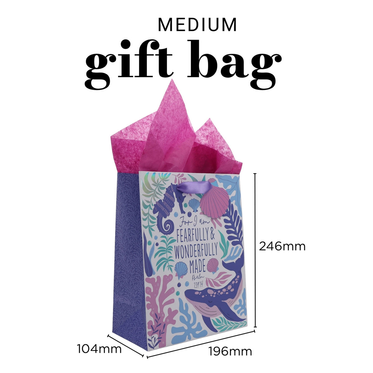For I Am Fearfully and Wonderfully Made Medium Gift Bag with Gift Tag