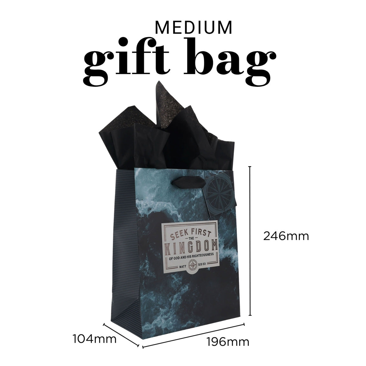 Seek First The Kingdom of God and His Righteousness Medium Gift Bag with Gift Tag