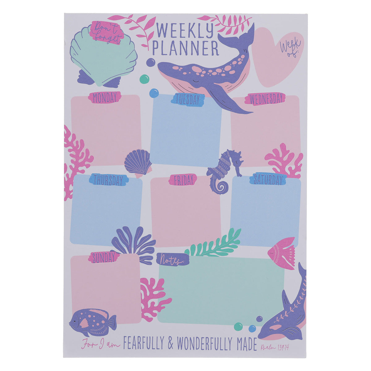 A4 Weekly Desk Planner - For I Am Fearfully and Wonderfully Made