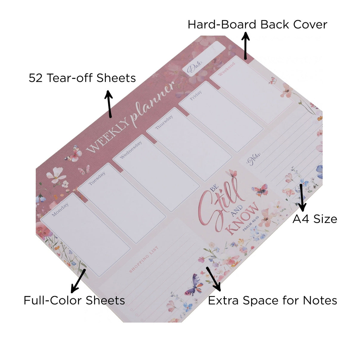 A4 Weekly Desk Planner - Be Still and Know