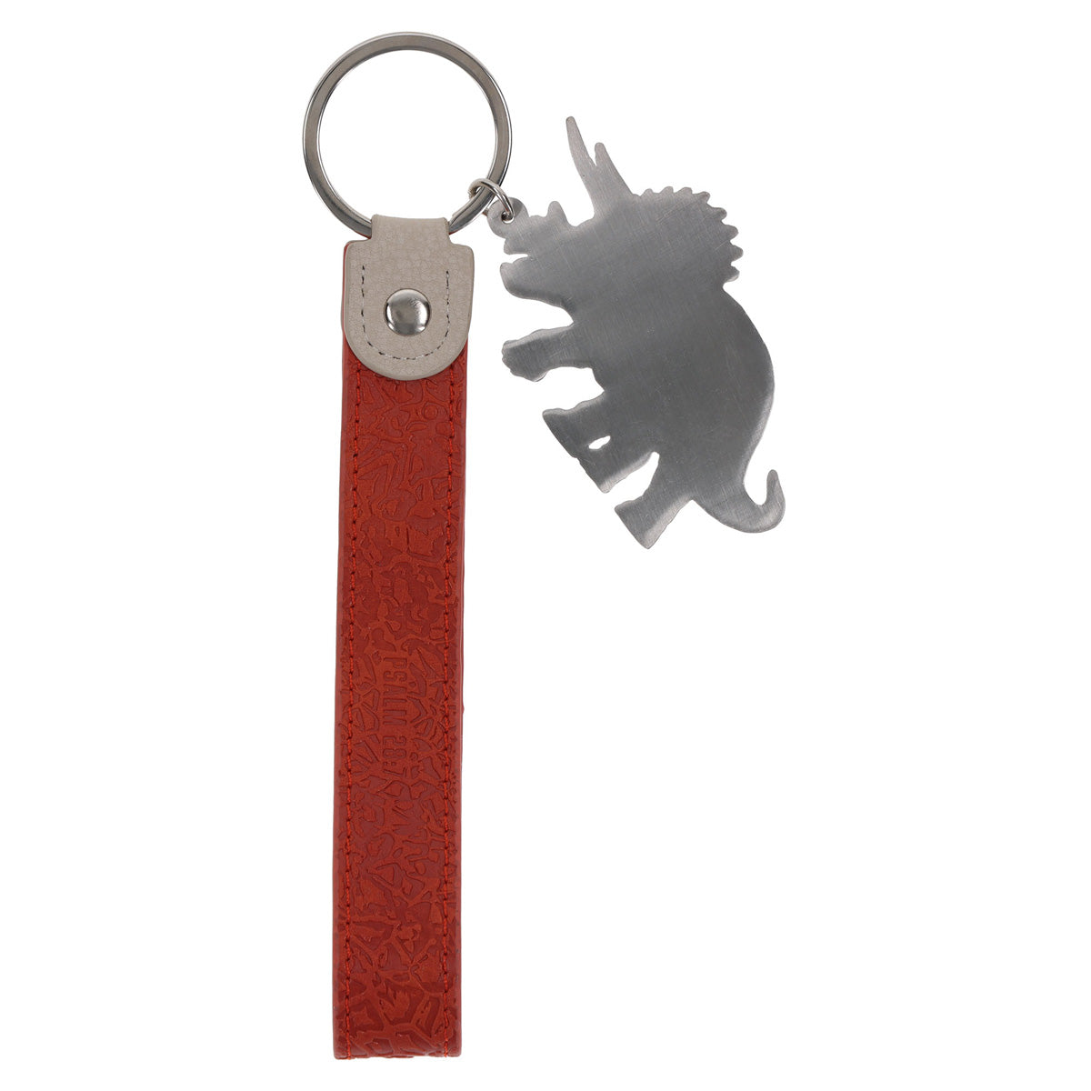 The Lord Is My Strength Faux Leather and Metal Wristlet Keychain with Dinosaur Charm