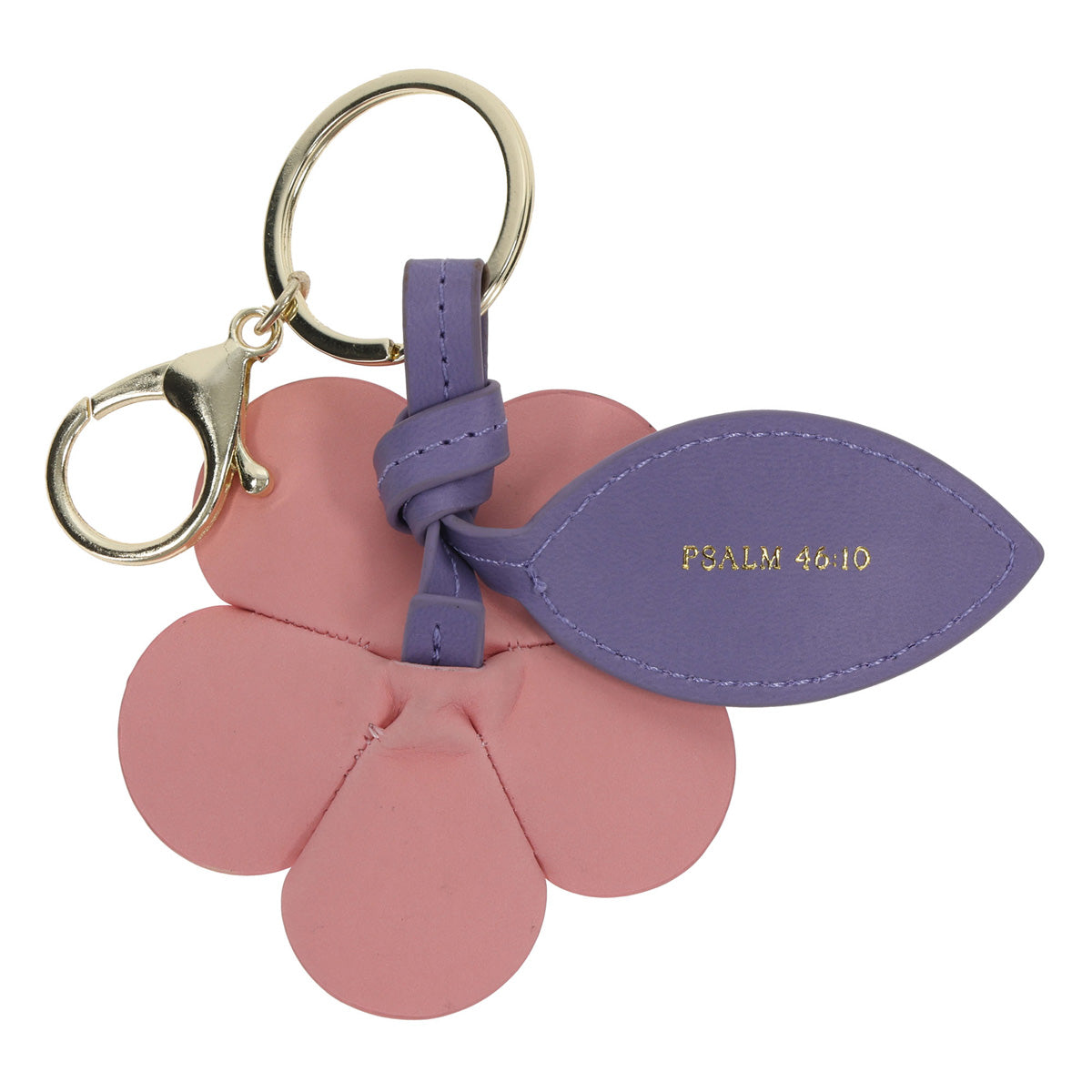 Be Still Faux Leather and Metal Flower Keychain with Butterfly Charm
