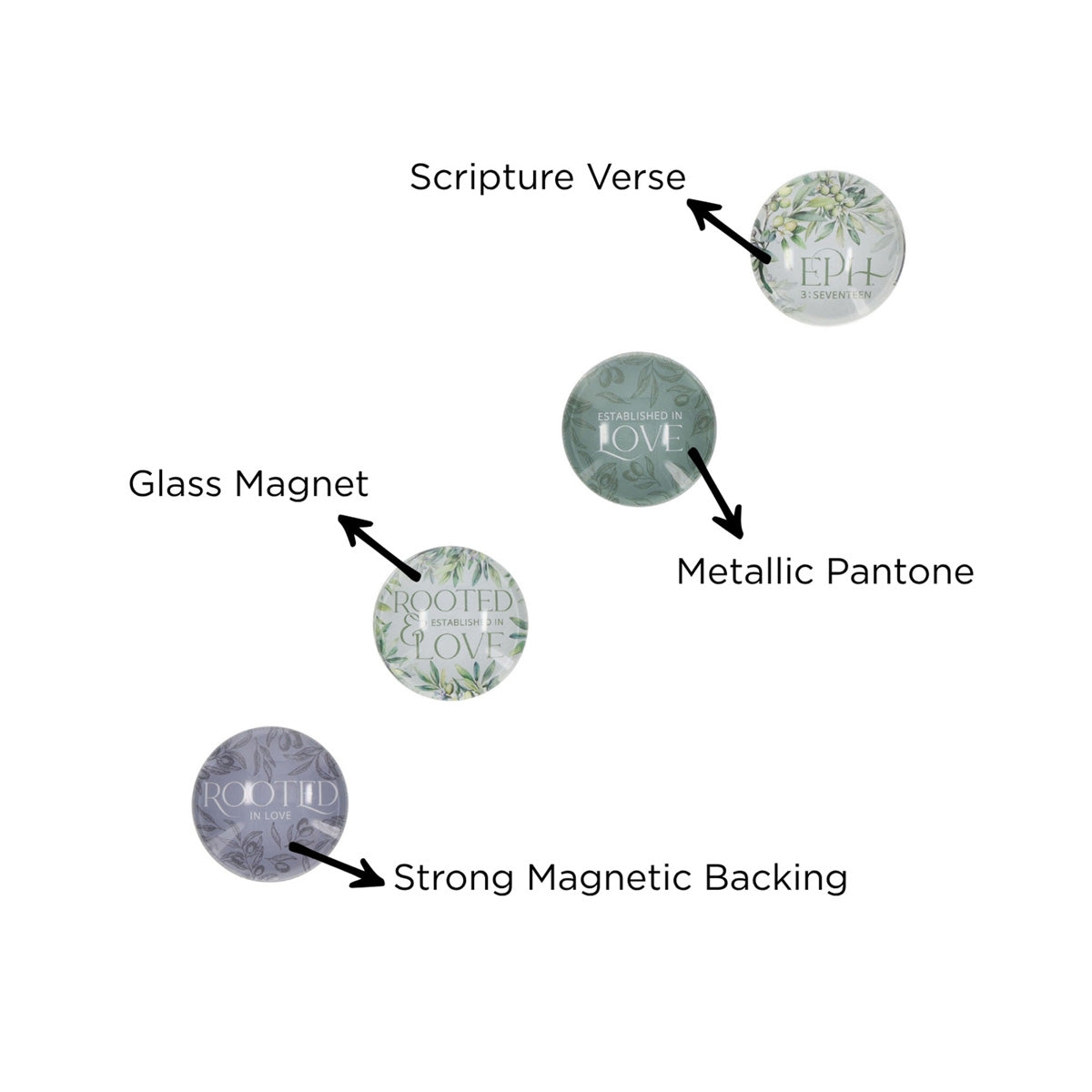 Rooted & Established in Love Four-Piece Glass Magnetic Set