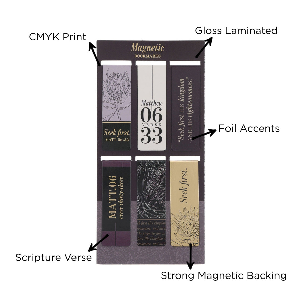 Seek First Six-Piece Magnetic Bookmark Set