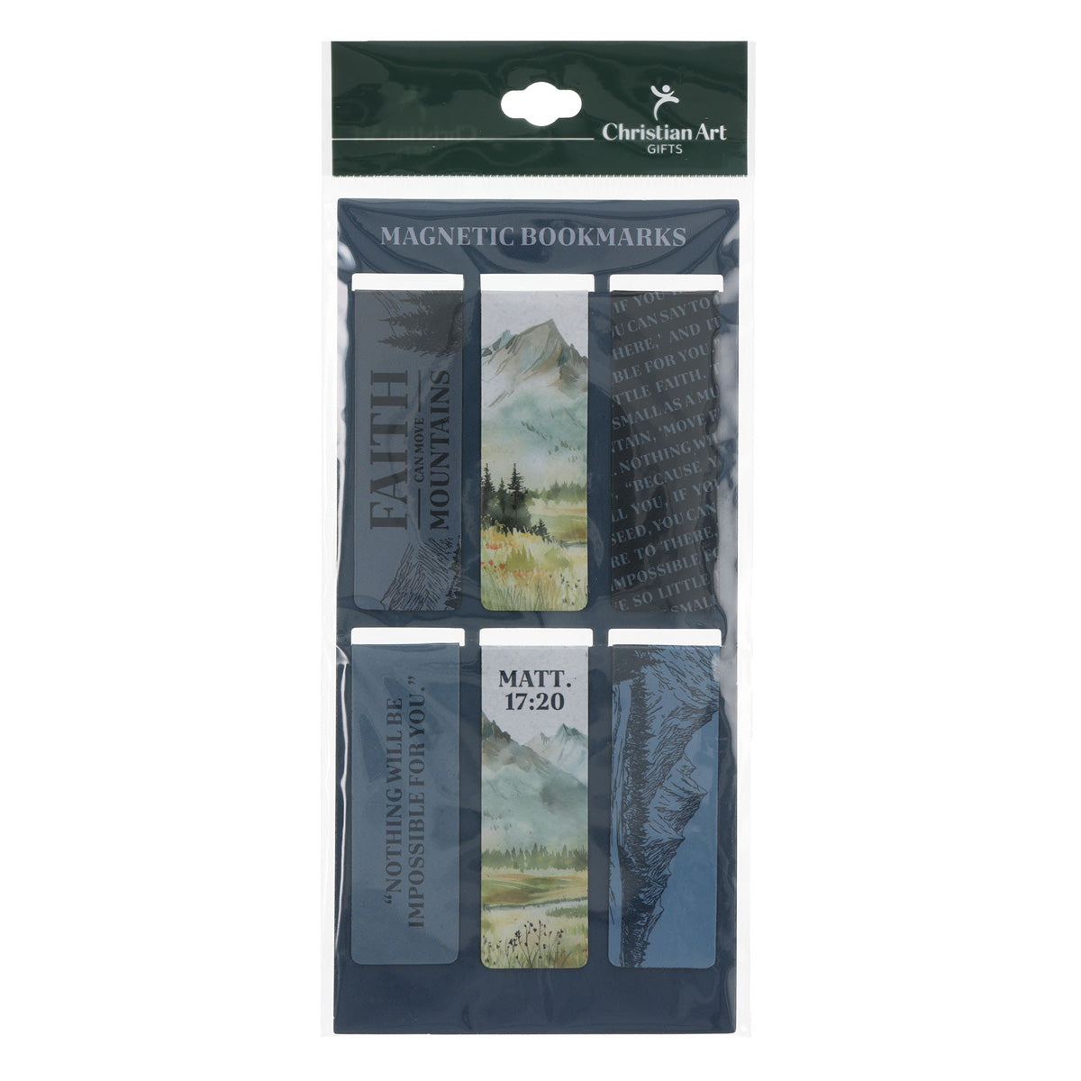 Faith Can Move Mountains Six-Piece Magnetic Bookmark Set