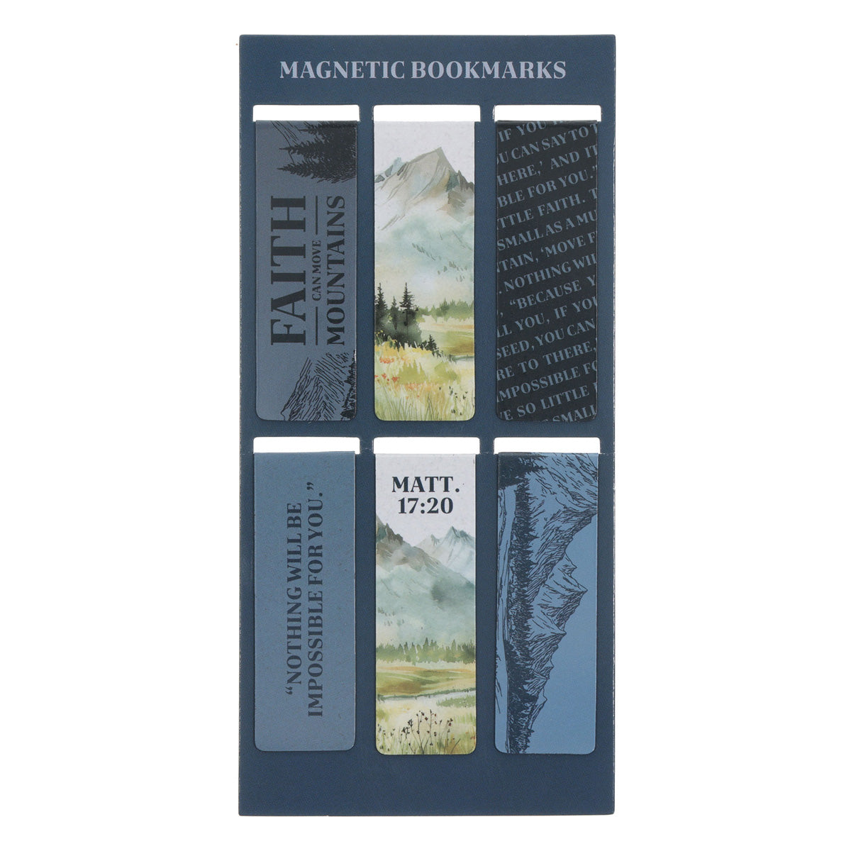 Faith Can Move Mountains Six-Piece Magnetic Bookmark Set