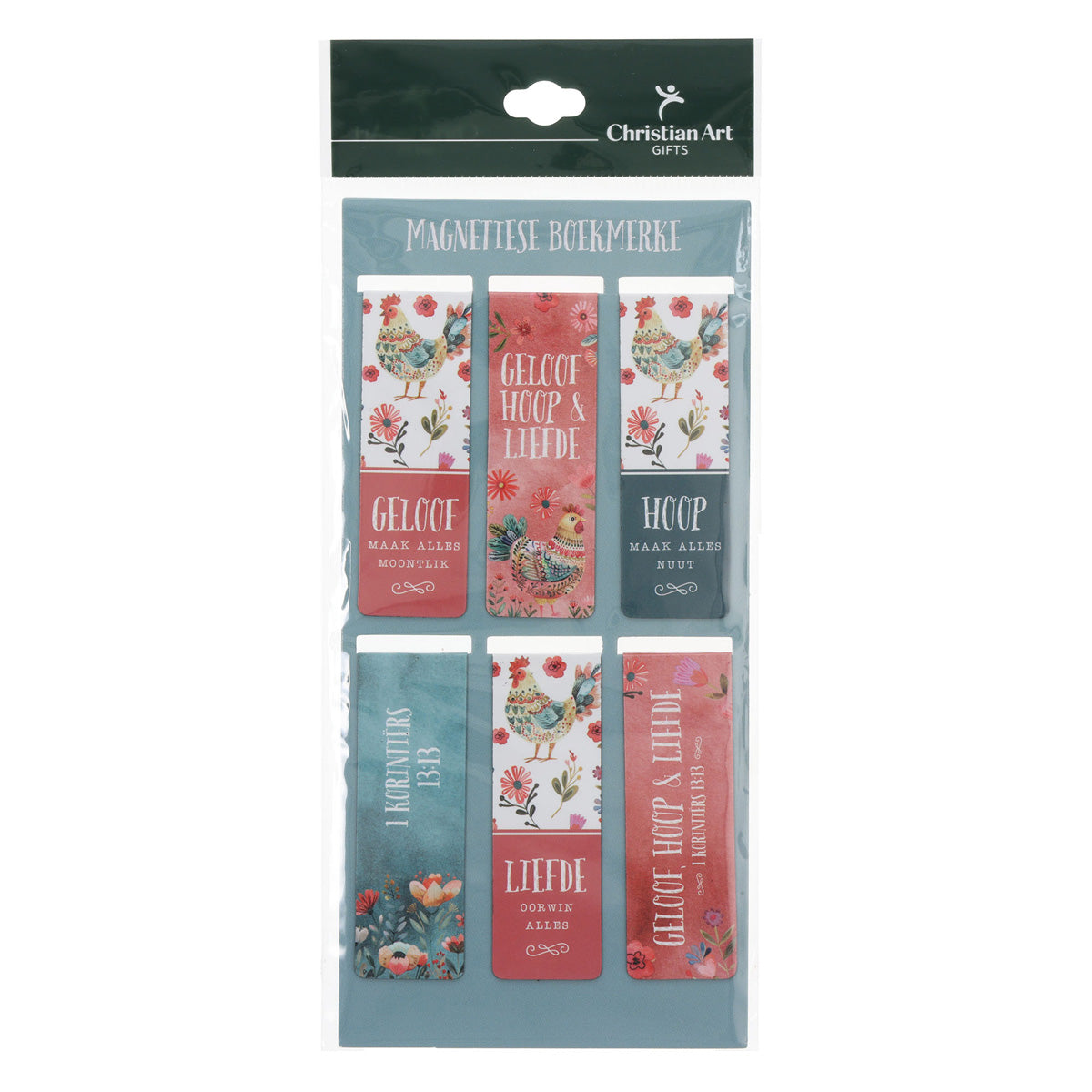 Geloof Hoop en Liefde Afrikaans Six-Piece Magnetic Bookmark Set
