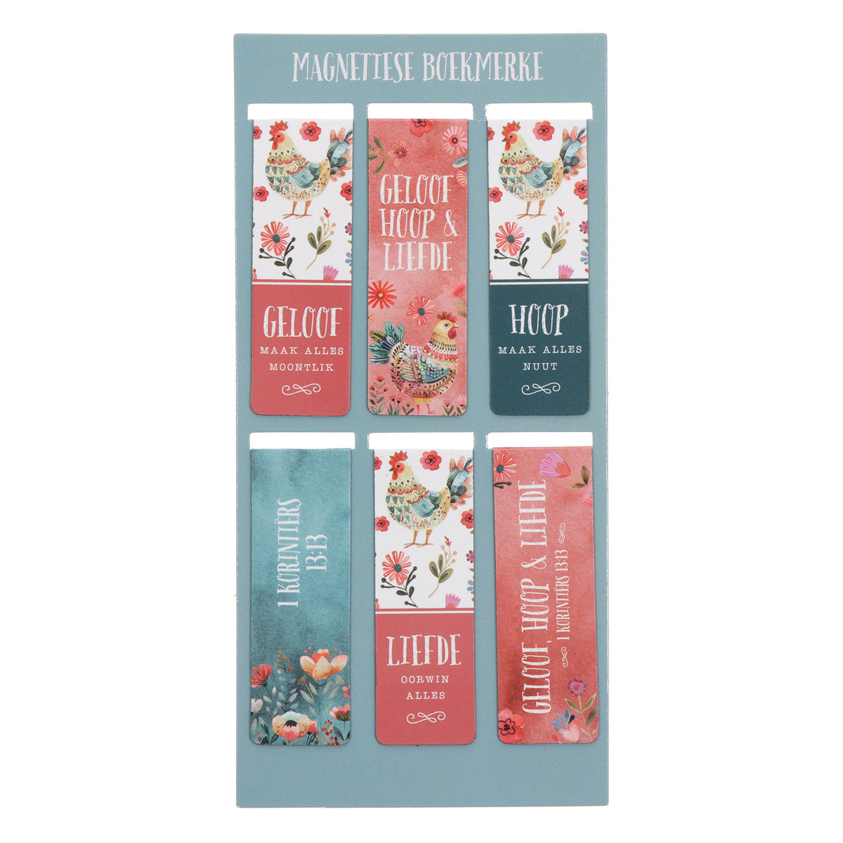 Geloof Hoop en Liefde Afrikaans Six-Piece Magnetic Bookmark Set