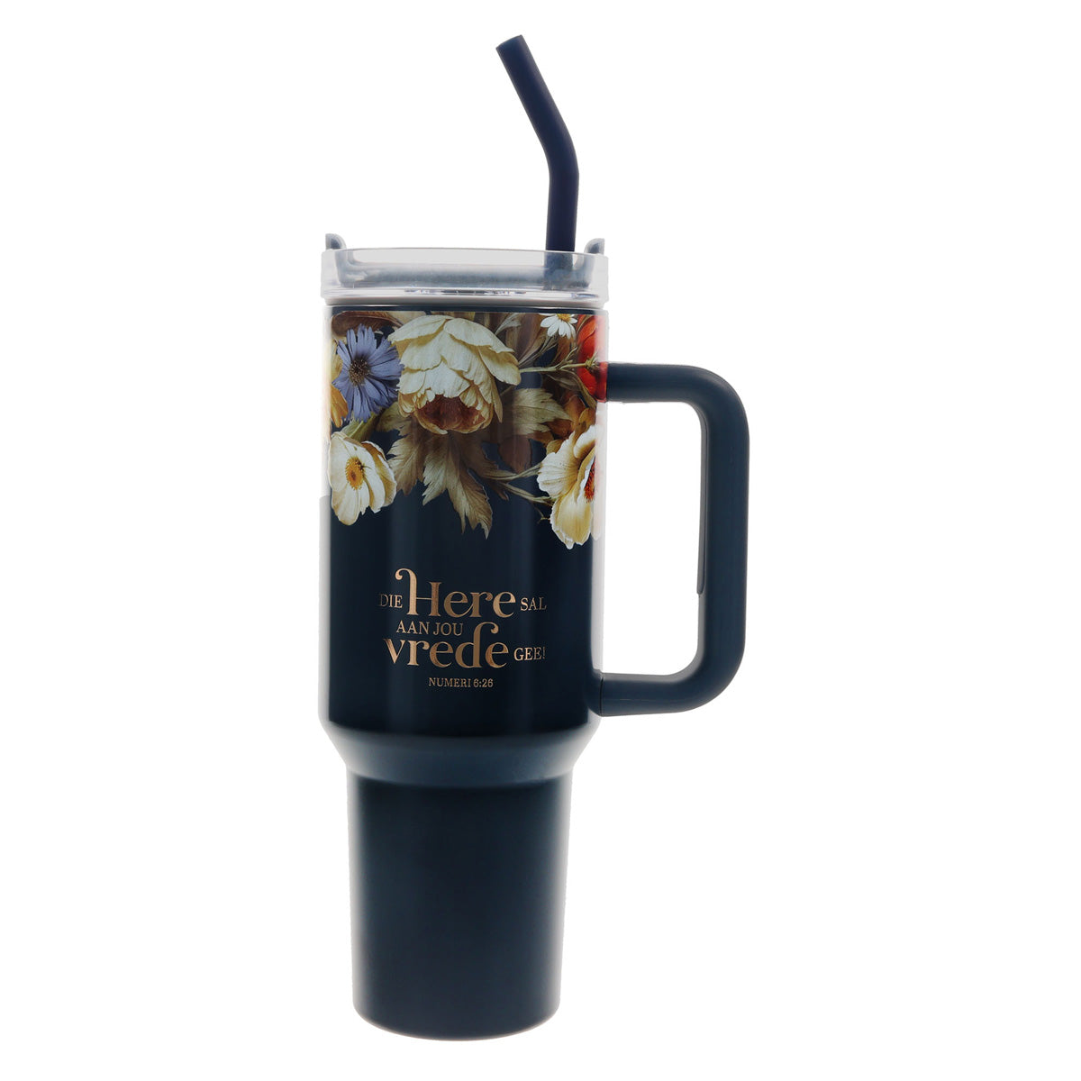 Die Here Sal Jou Vrede Gee Afrikaans Large Stainless Steel Mug with Handle and Straw