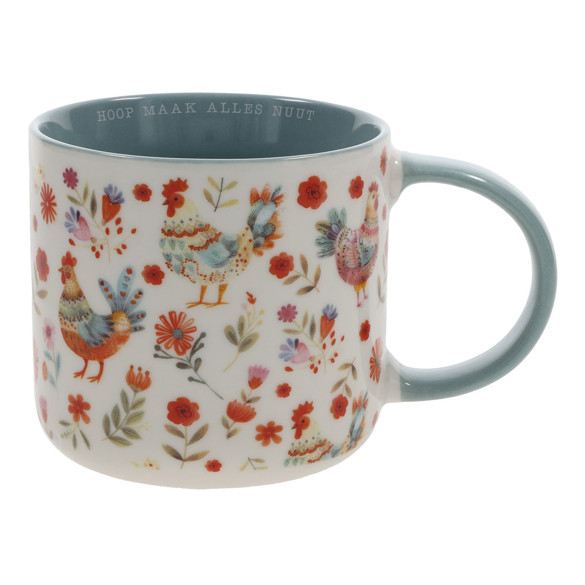 Hoop Maak Alles Nuut Afrikaans Ceramic Mug with Teal Interior