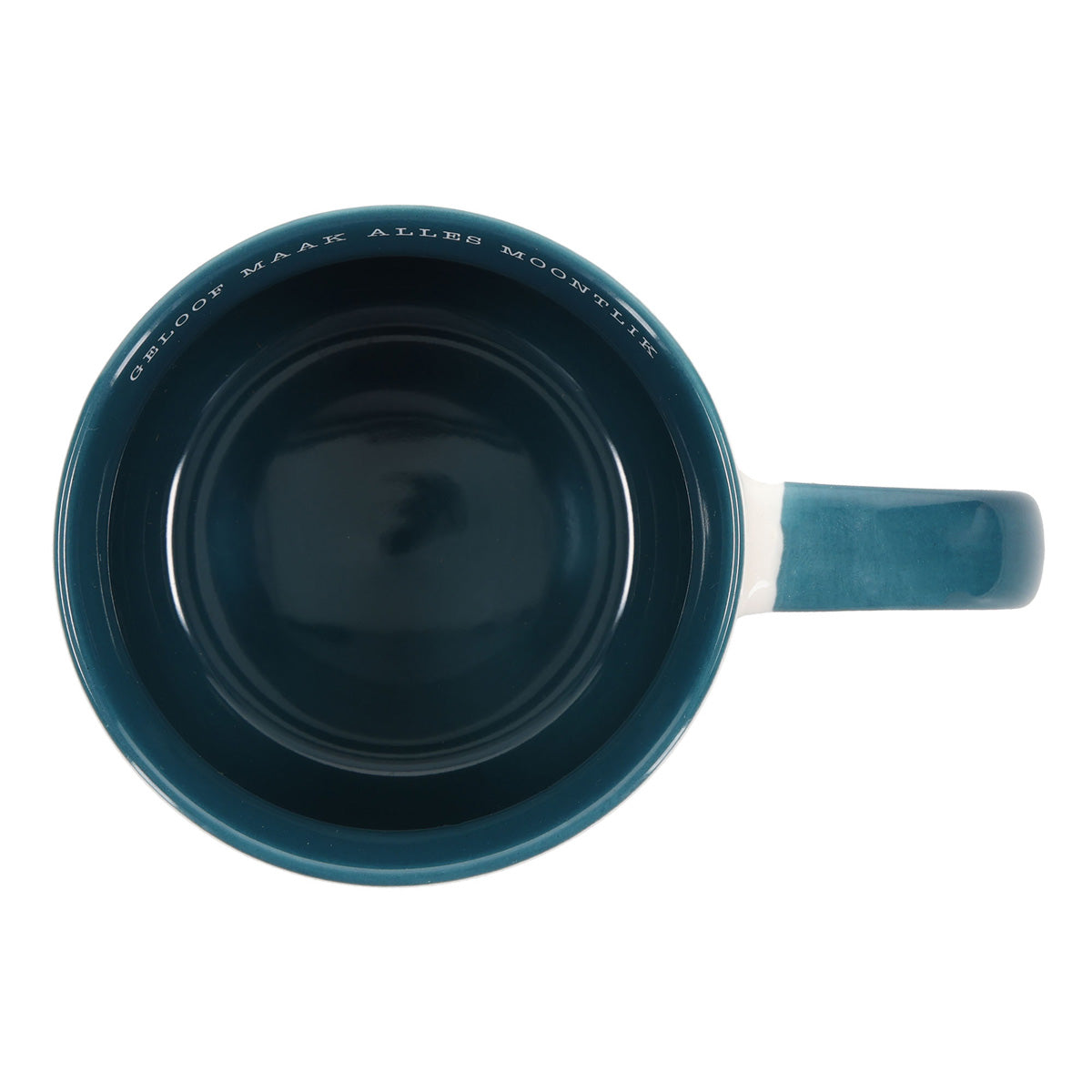 Geloof Maak Alles Moontlik Afrikaans Ceramic Mug with Dark Teal Interior