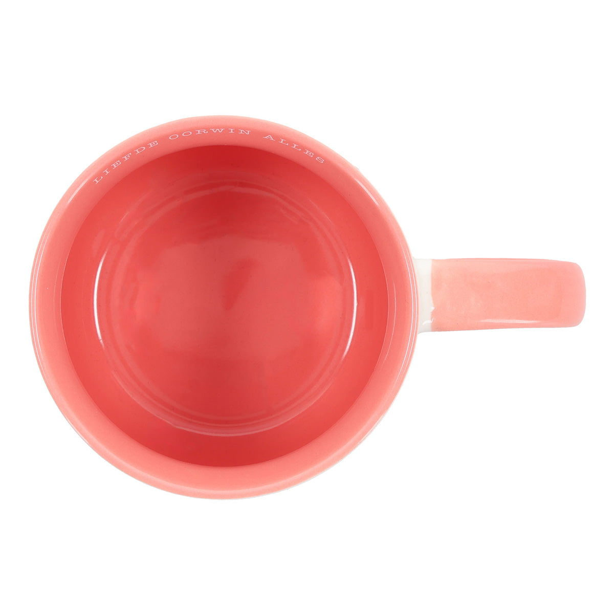Liefde Oorwin Alles Afrikaans Ceramic Mug with Coral Interior and Handle