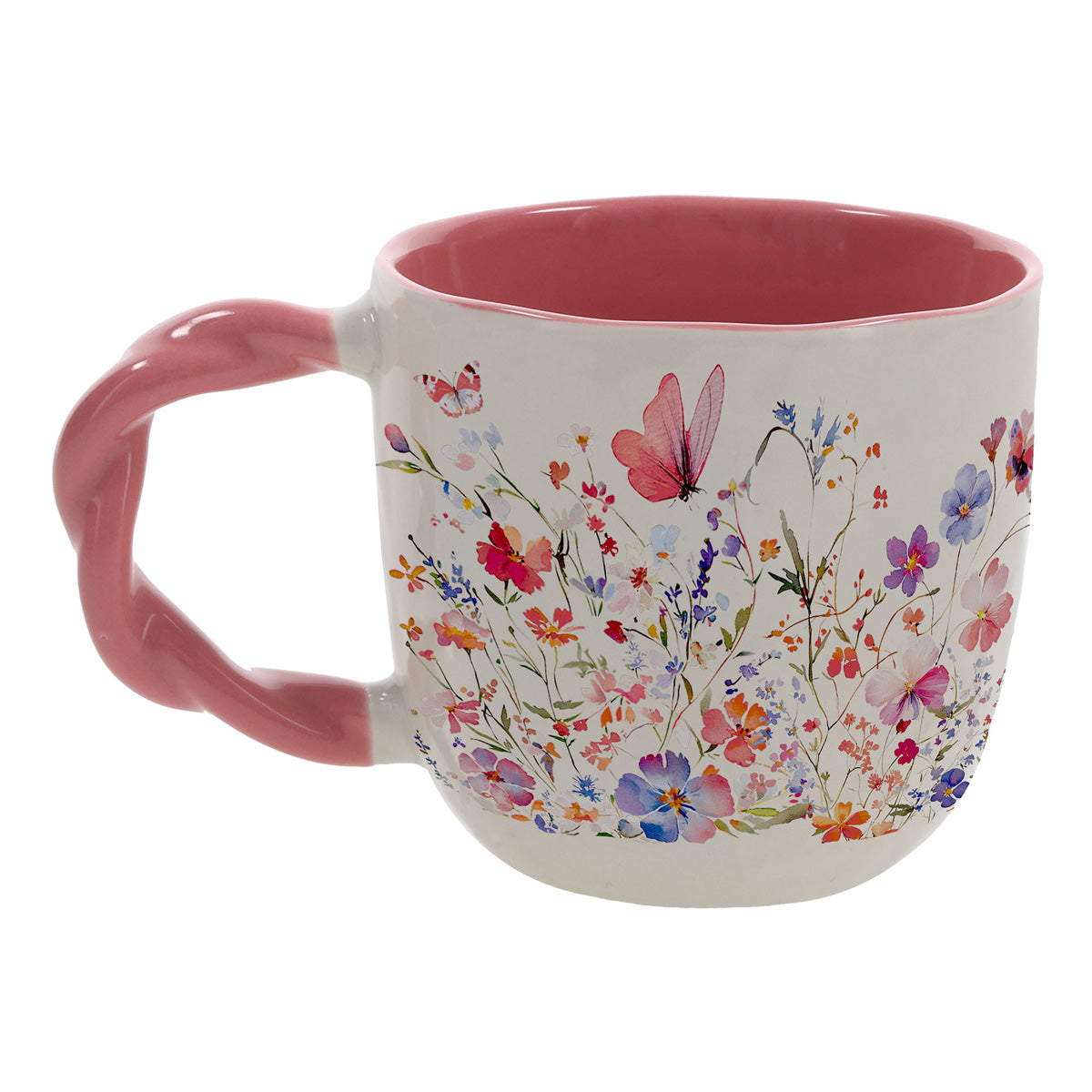 Be Still and Know Ceramic Mug with Pink Interior and Handle
