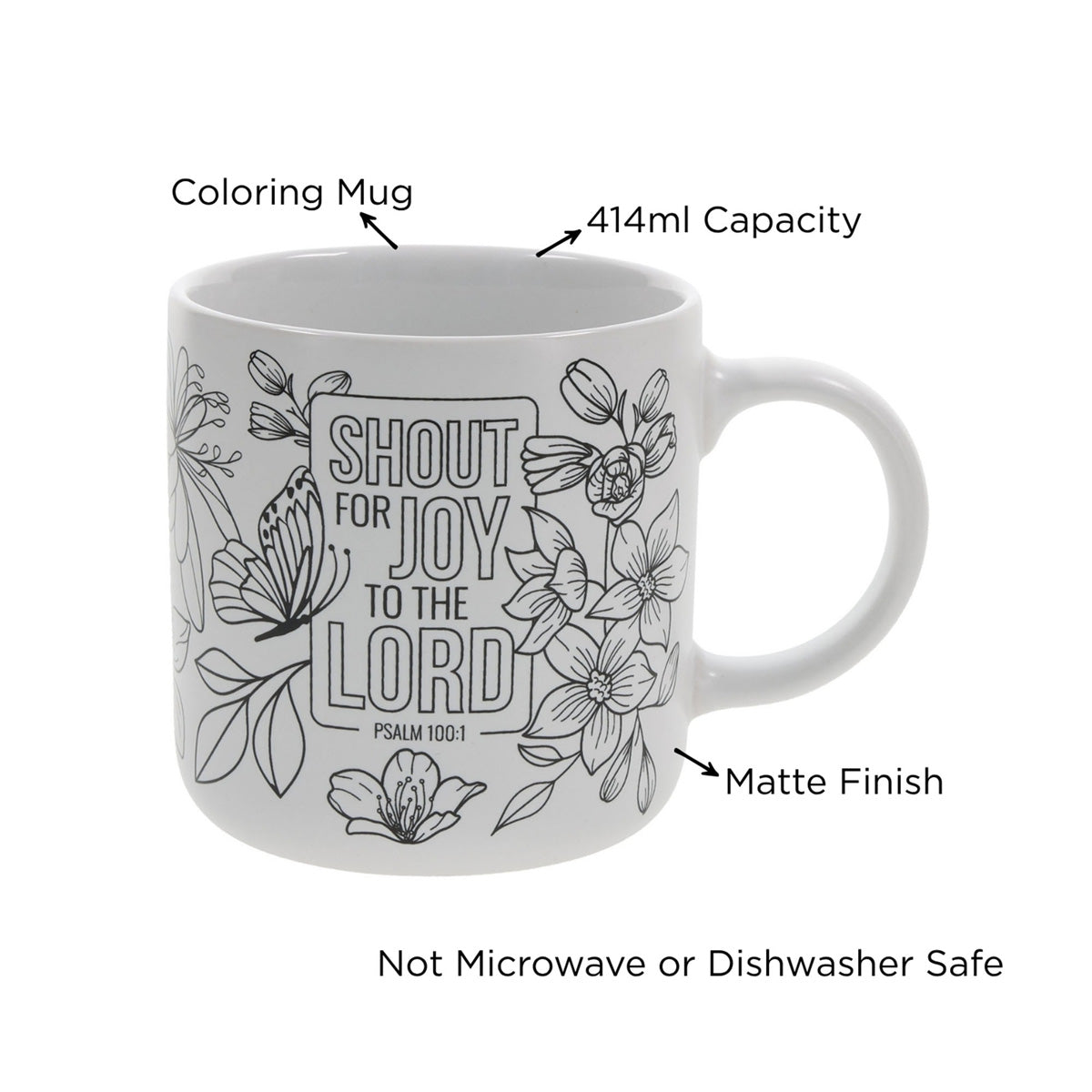 Shout for Joy to the Lord Ceramic Coloring Mug
