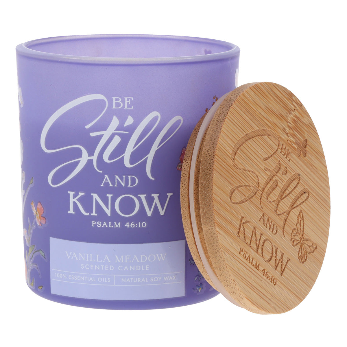 Be Still and Know Vanilla Meadow Scented Candle with Bamboo Lid