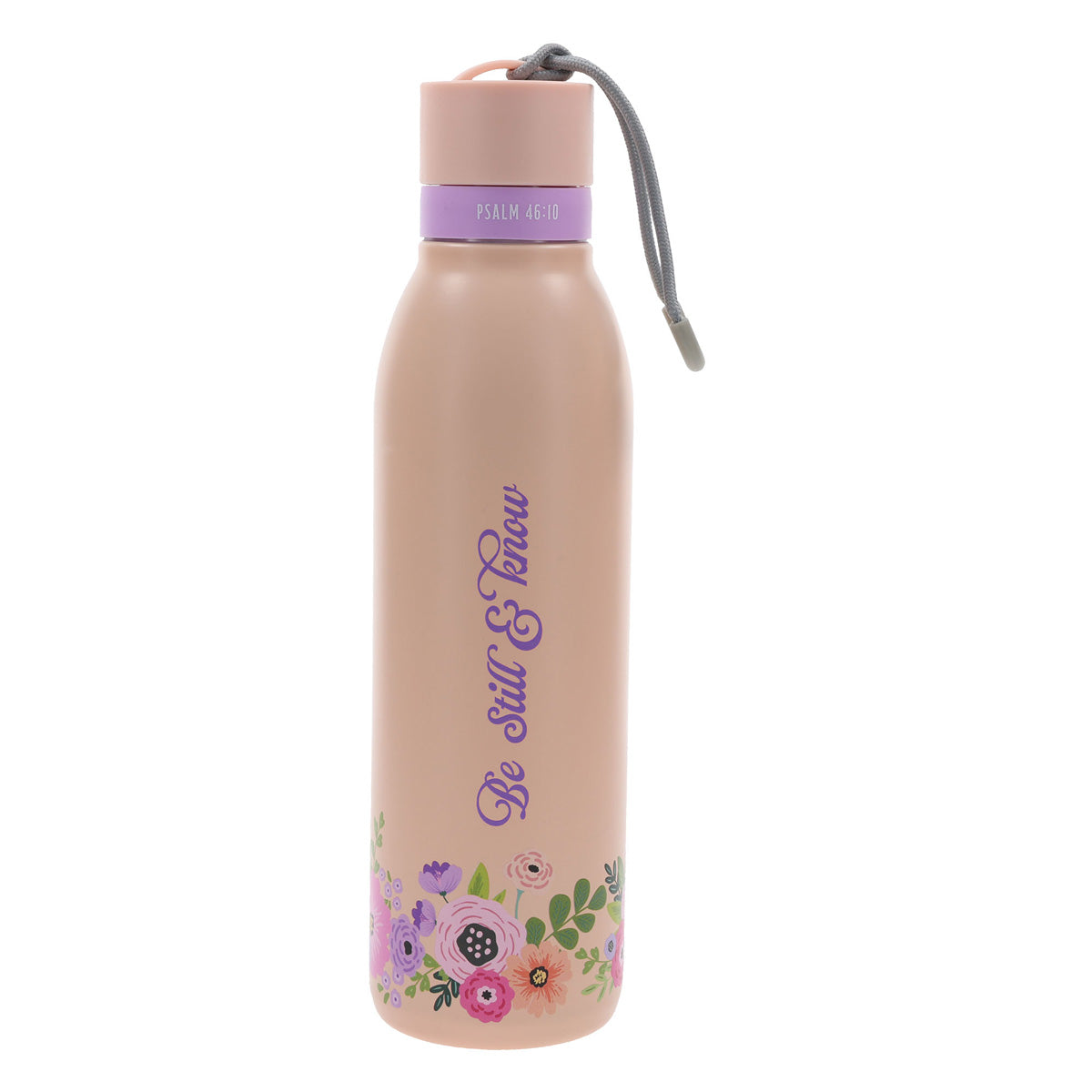 Be Still and Know Floral Peach Stainless Steel Water Bottle