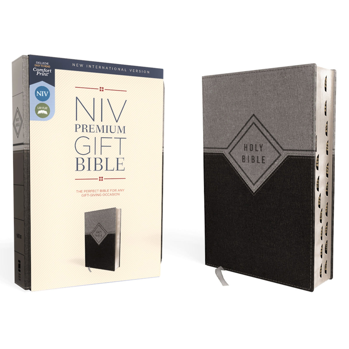 NIV Premium Gift Red Letter Indexed Black / Gray (Comfort Print)(Imitation Leather)