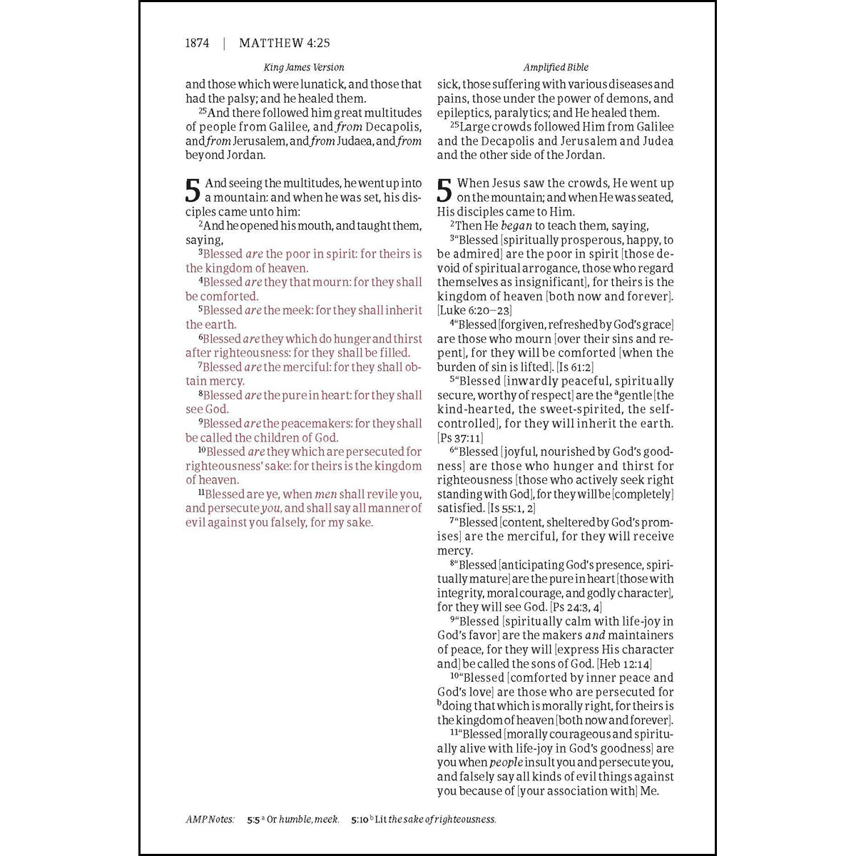 KJV / Amplified Parallel Bib Large Print Red Letter Edt Black (Bonded Leather)