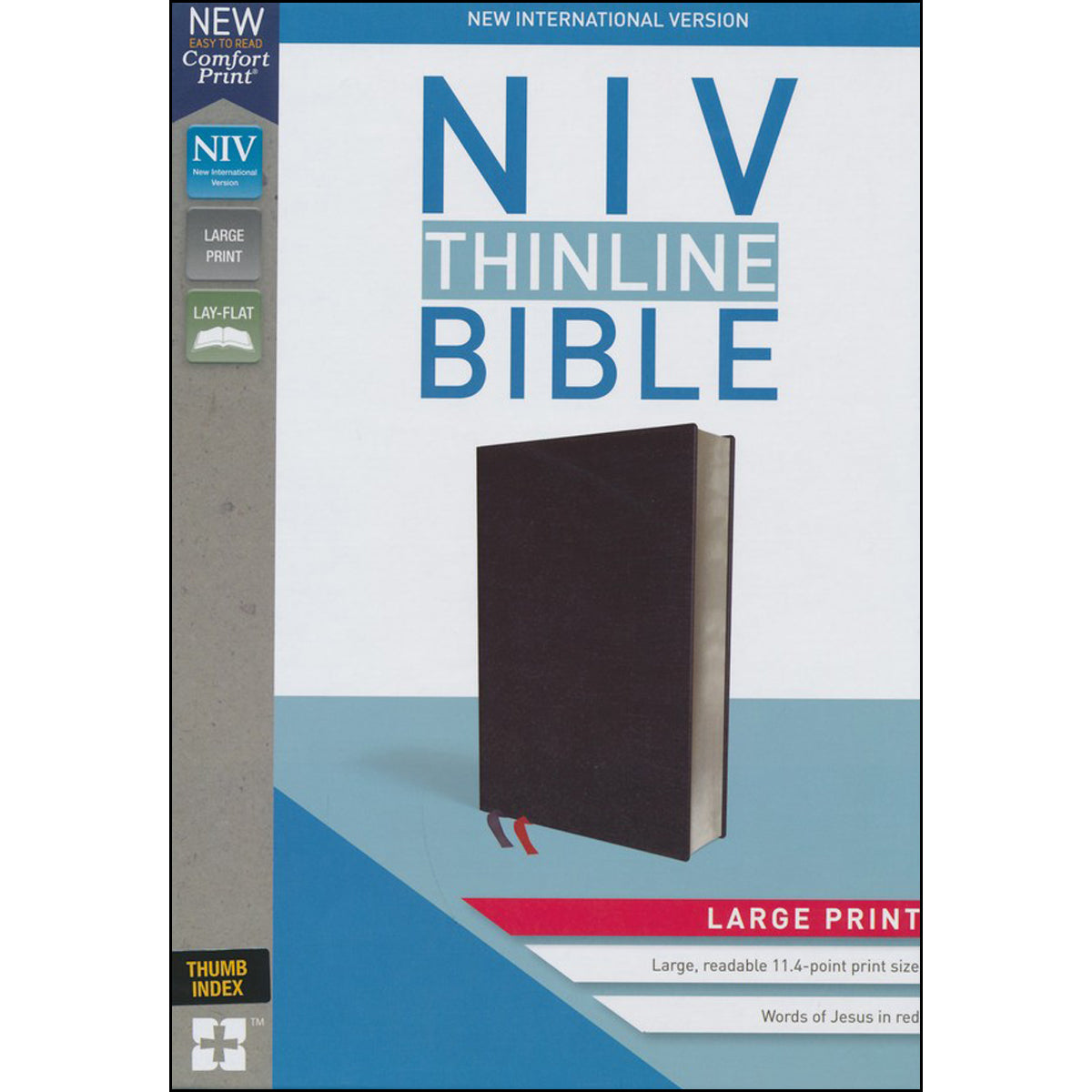 NIV Thinline Bible Large Print Black Indexed Red Letter Edition (Comfort Print)(Bonded Leather)