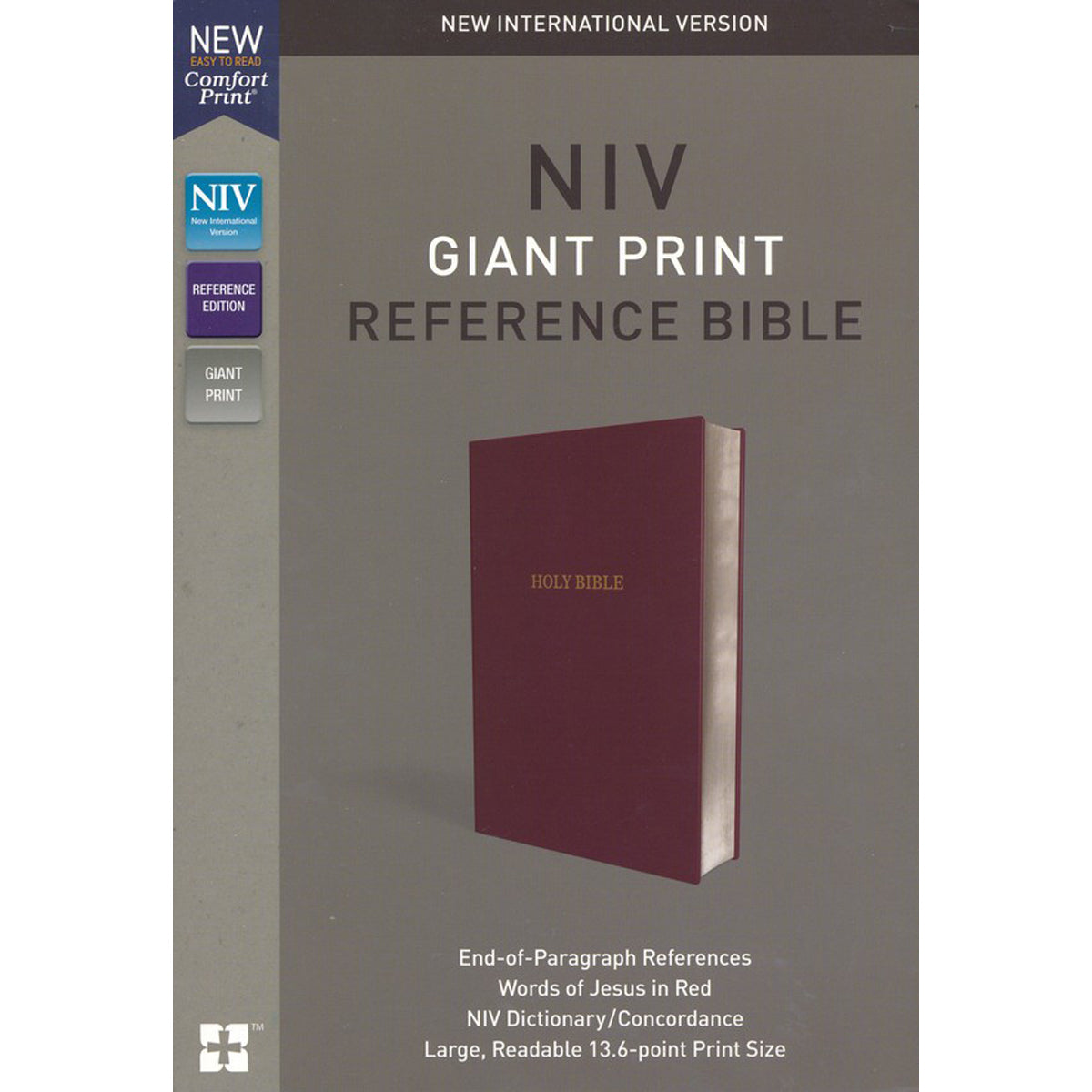 NIV Reference Giant Print Leather Look Red Letter Burgundy (Comfort Print)(Imitation Leather)