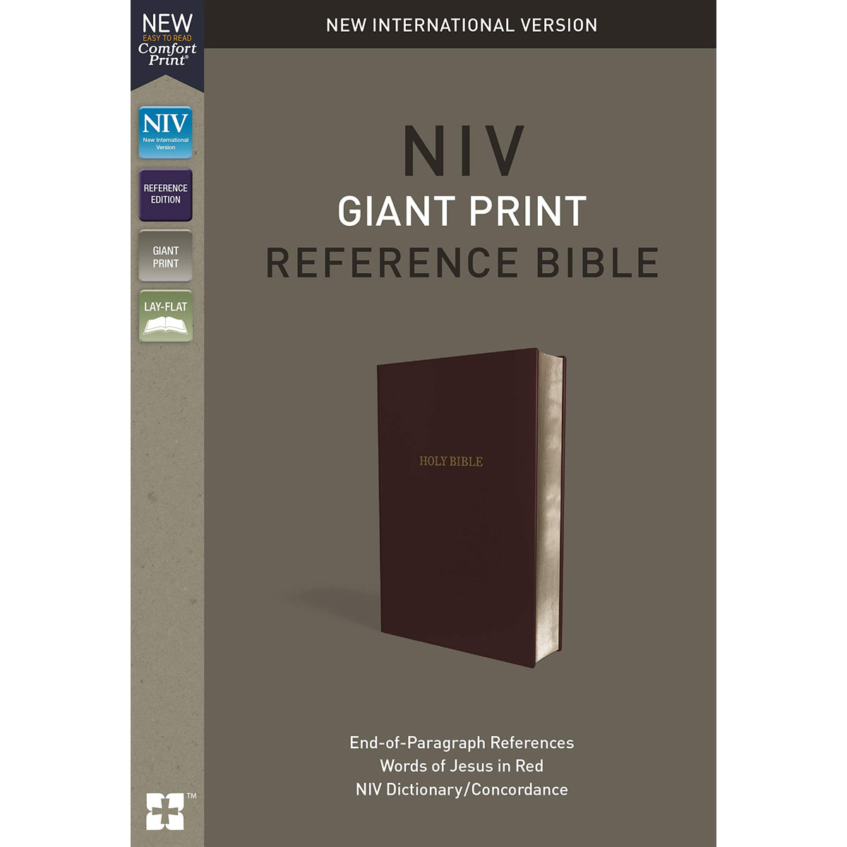 NIV Reference Giant Print Red Letter Indexed Burgundy (Comfort Print)(Imitation Leather)