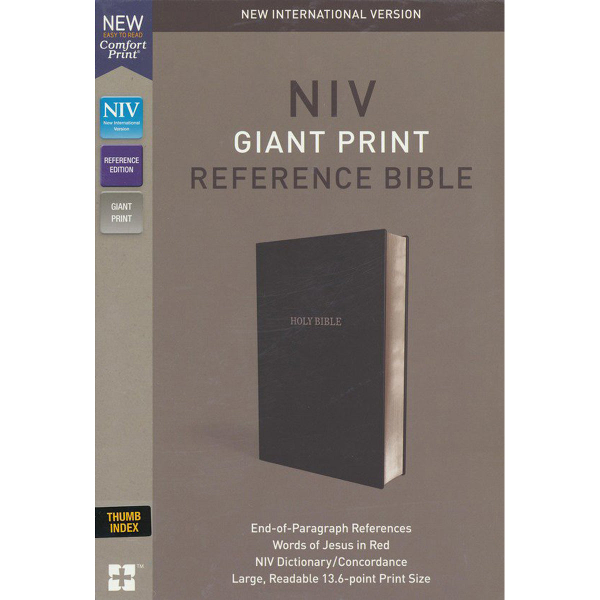 NIV Reference Giant Print Leather Look Red Letter Indexed Black (Comfort Print)(Imitation Leather)