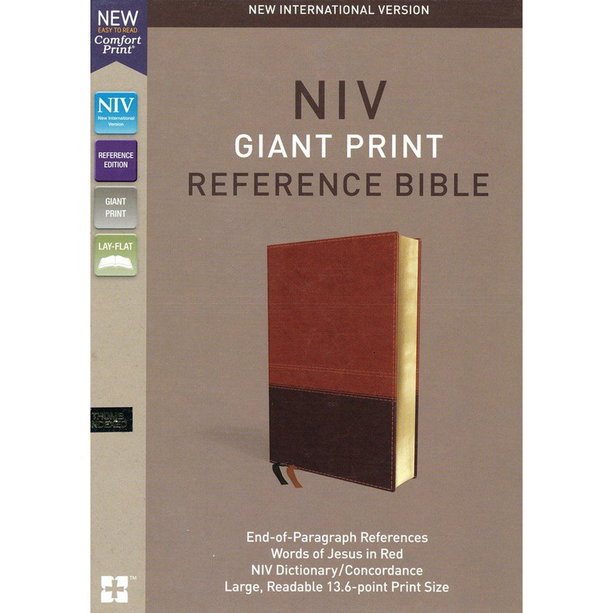 NIV Reference Giant Print Red Letter Indexed Brown (Comfort Print)(Imitation Leather)