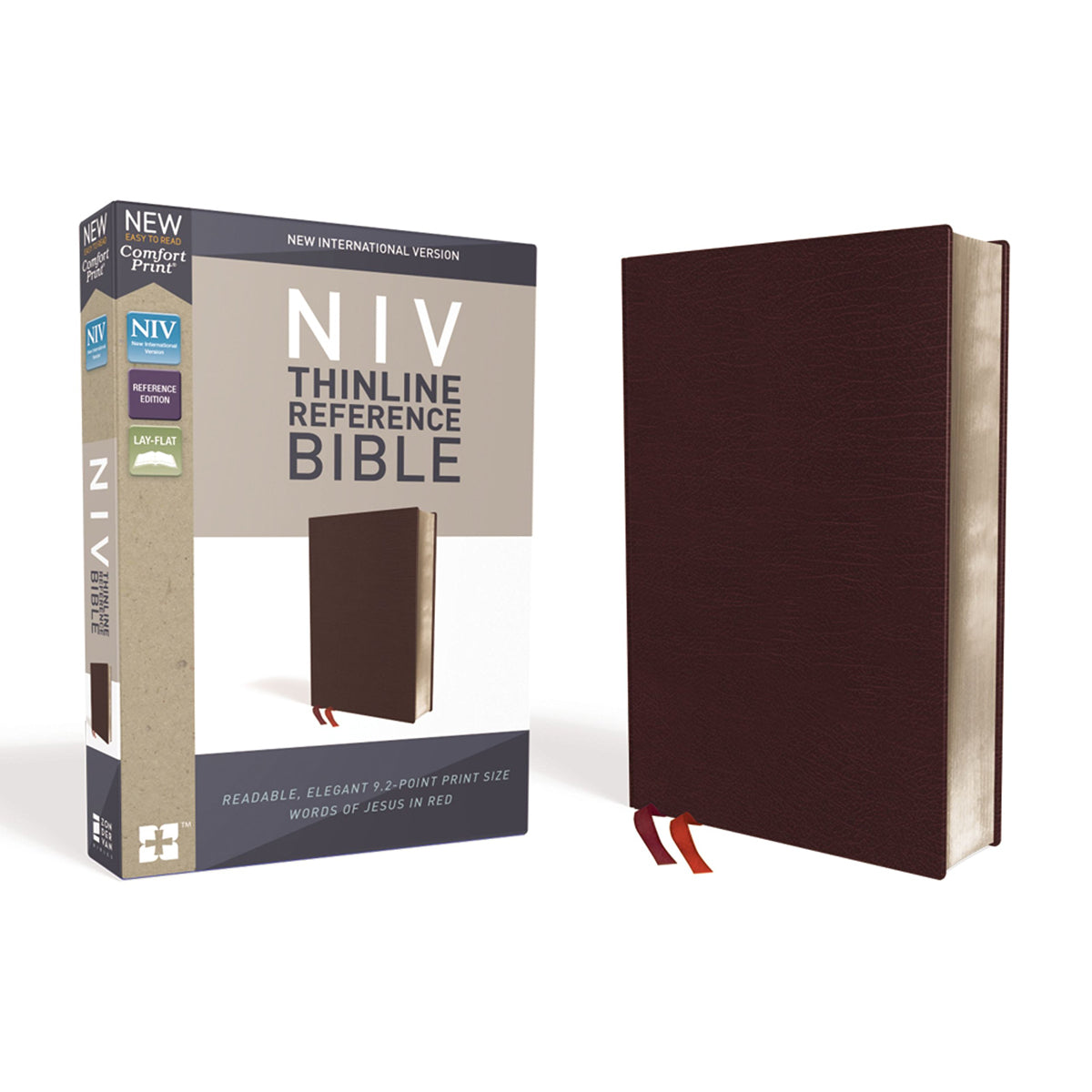 NIV Thinline Reference Red Letter Burgundy (Comfort Print)(Bonded Leather)