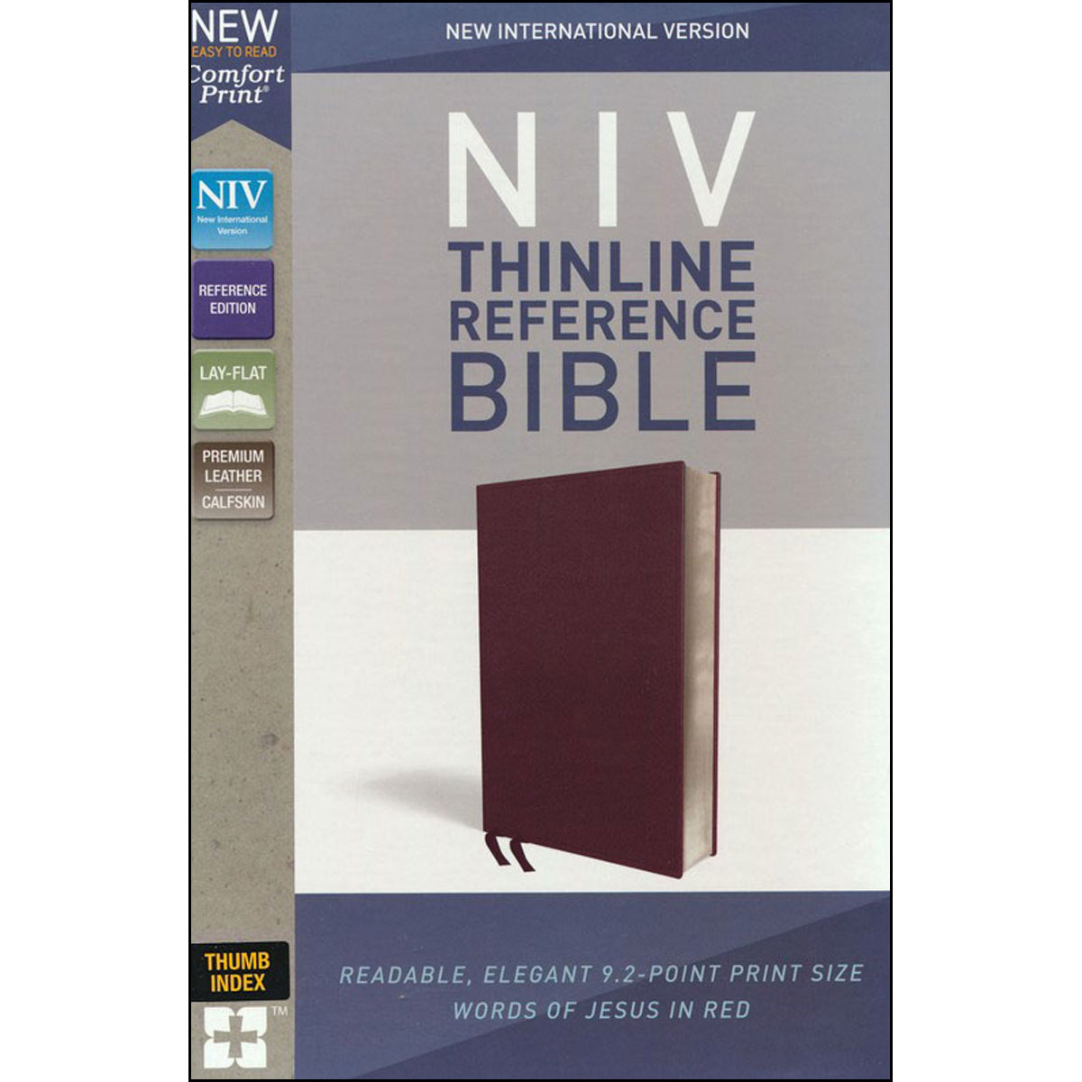NIV Thinline Reference Red Letter Indexed Burgundy (Comfort Print)(Bonded Leather)