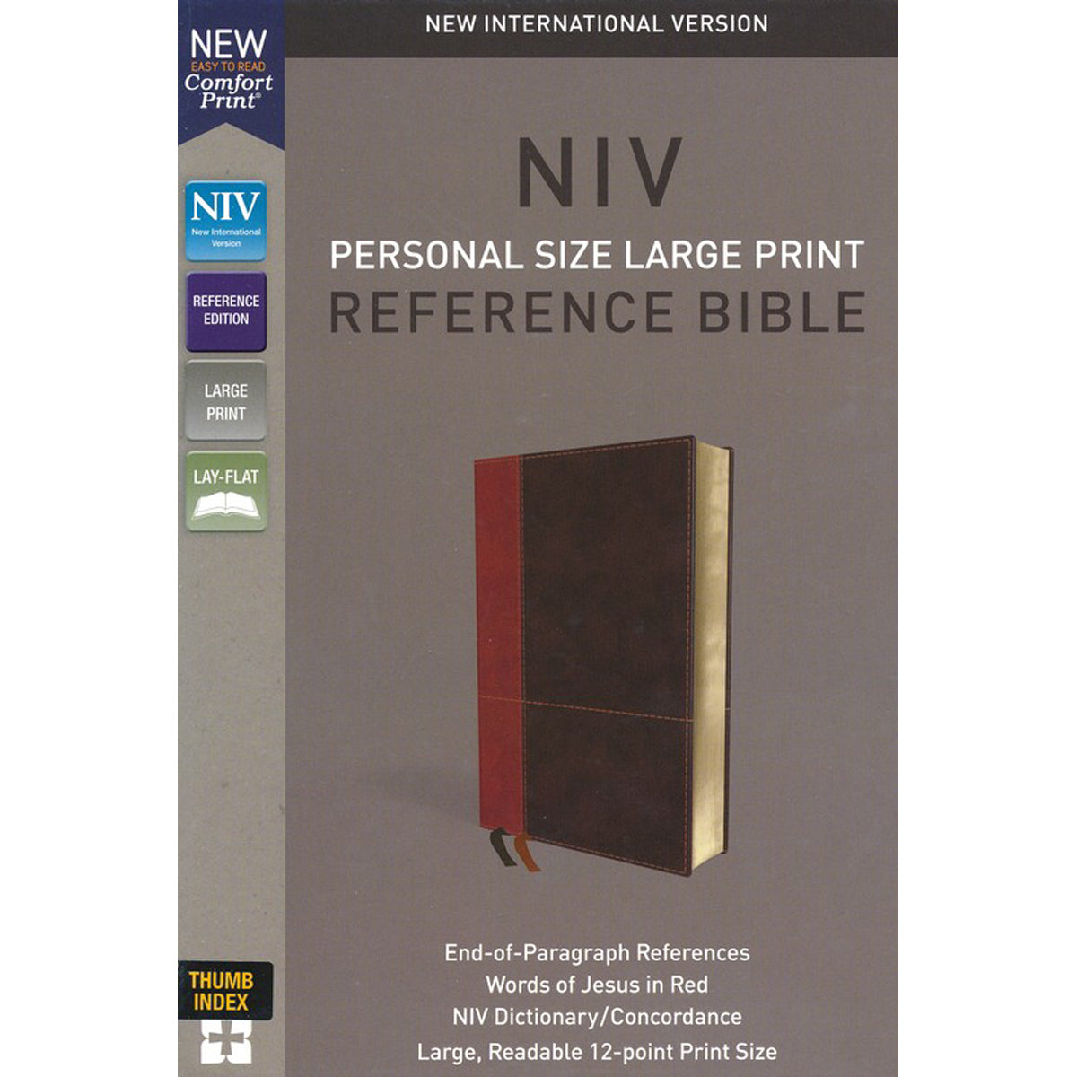 NIV Personal Size Reference Large Print Red Letter Indexed Brown (Comfort Print)(Imitation Leather)