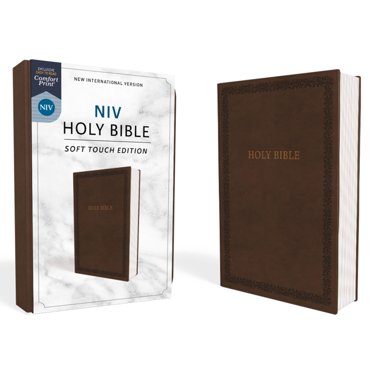 NIV Brown Faux Leather Holy Bible Soft Touch Edition Bible Comfort Print