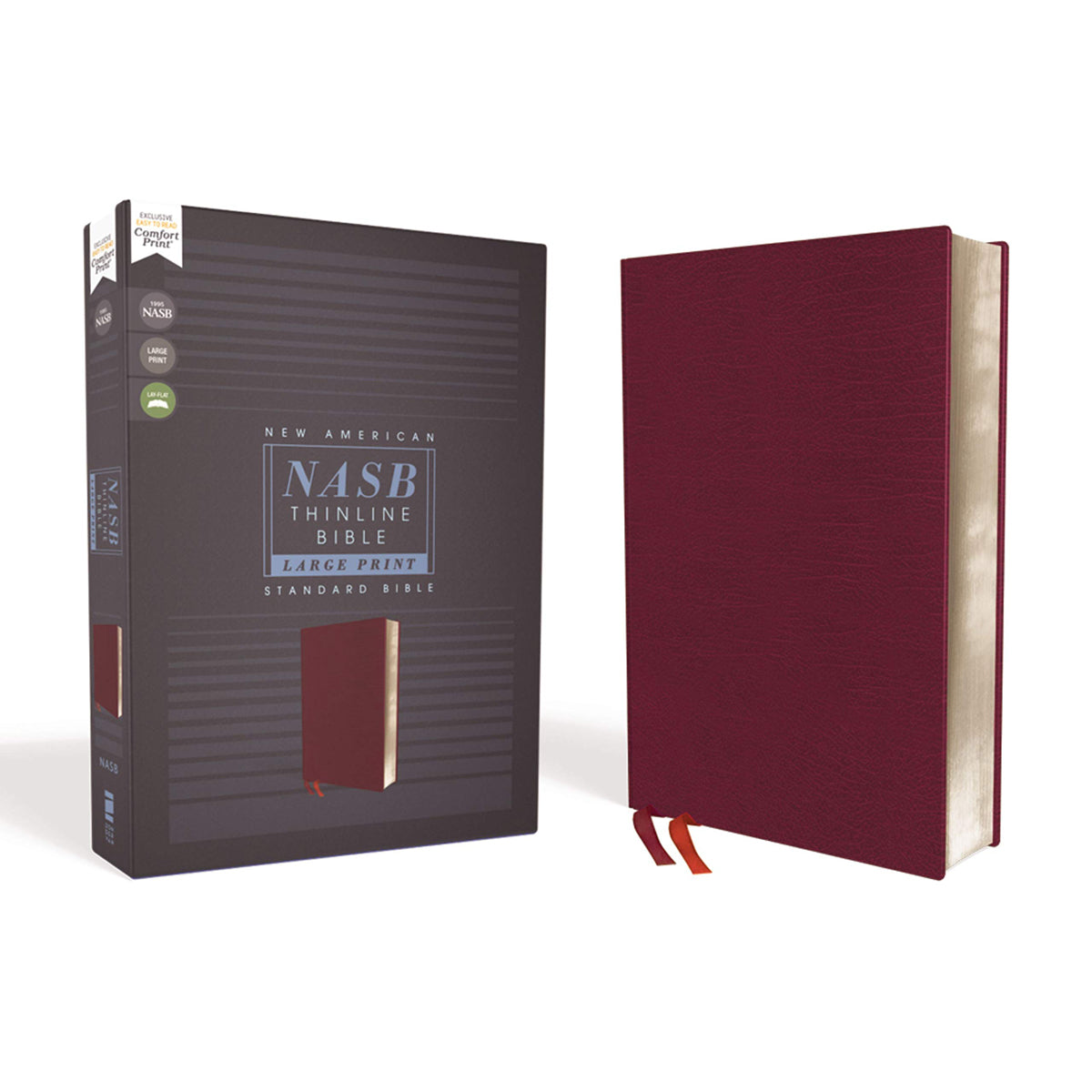NASB Thinline Bible LP (1995) Red Letter Burgundy (Comfort Print)(Bonded Leather)