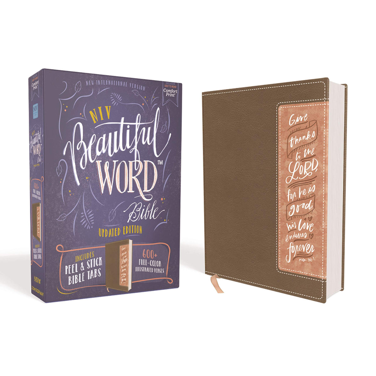 NIV Beautiful Word Bible Peel / Stick Tab Brown (Comfort Print)(Imitation Leather)