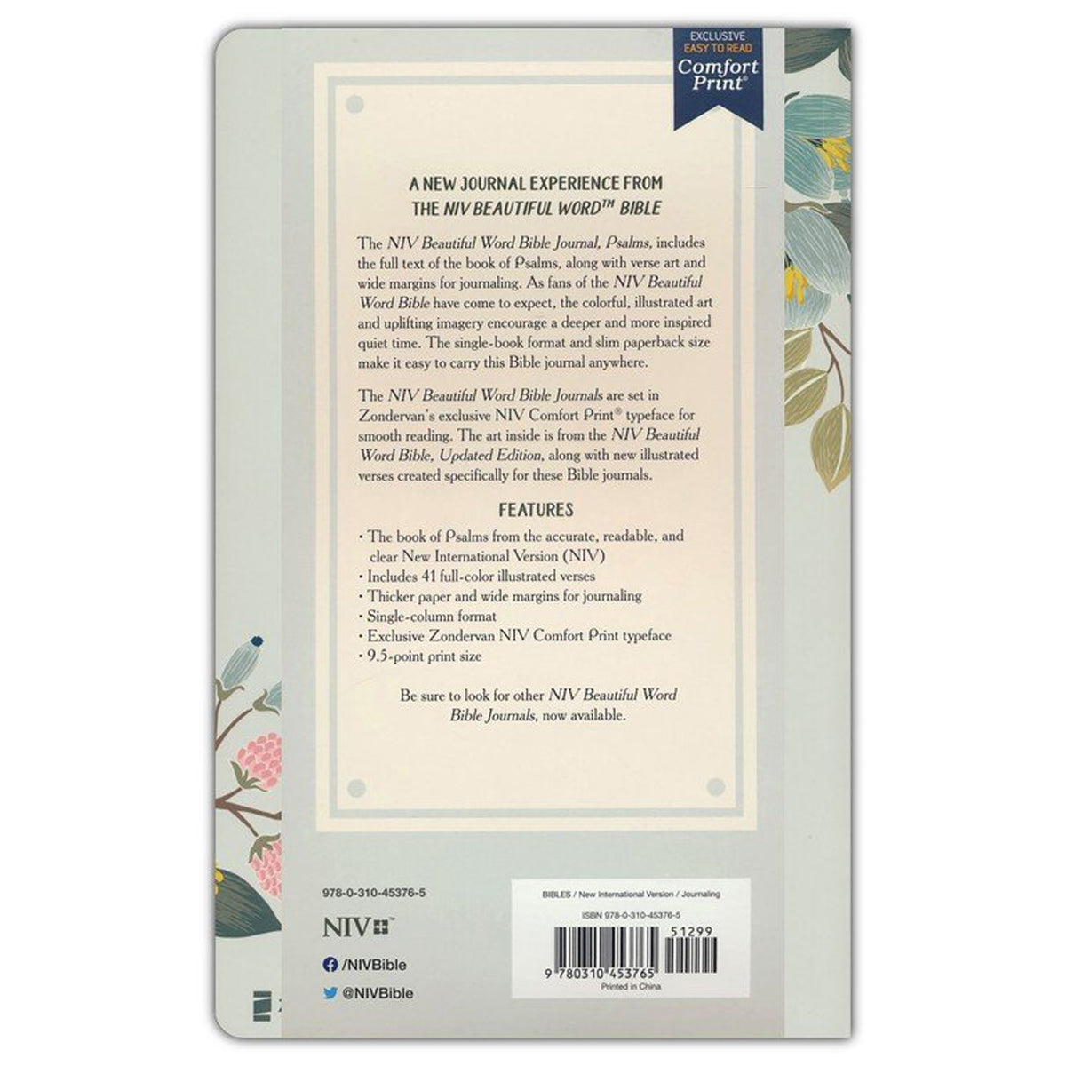 NIV Beautiful Word Bible Journal Psalms (Comfort Print)(Paperback)